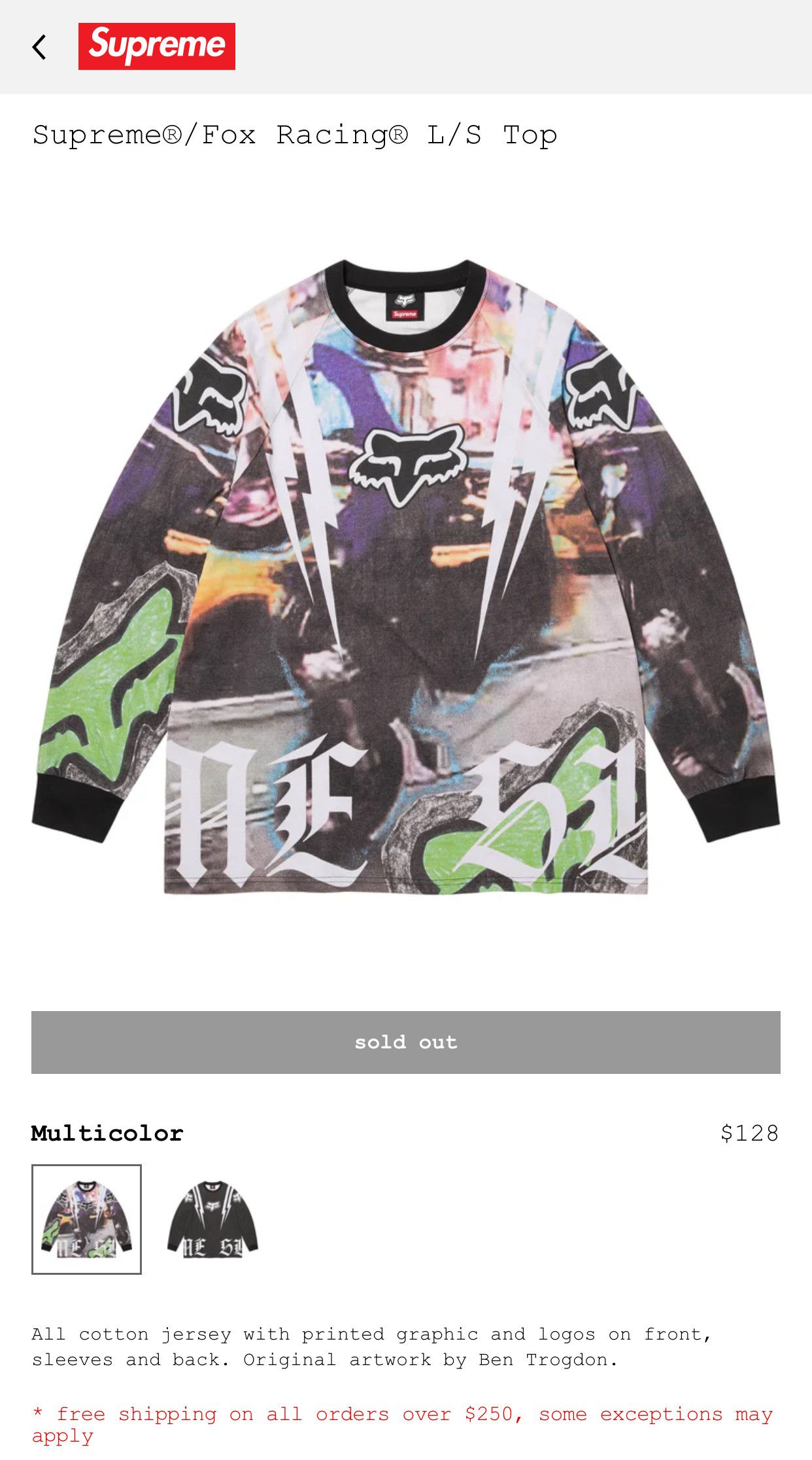 Supreme Supreme®/Fox Racing® L/S Top Size US M / EU 48-50 / 2 - 4 Thumbnail