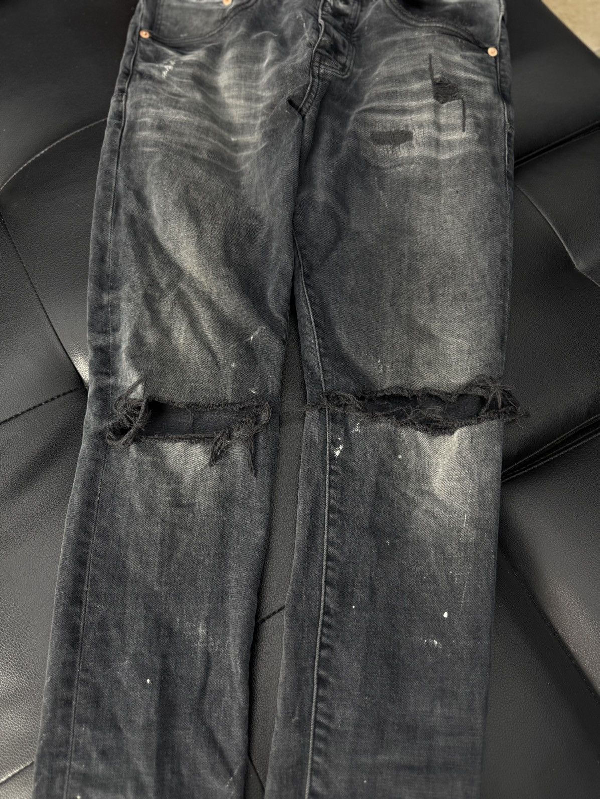 Purple Brand Purple Brand Black Skinny Jeans Ripped Style Size 31 Size US 31 - 4 Thumbnail