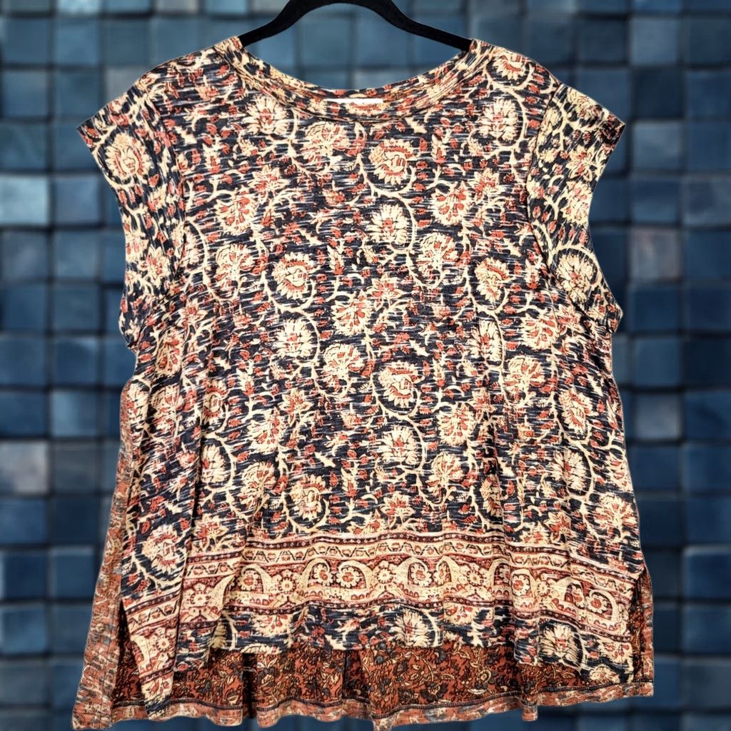 Free People Free People High Tide Oversize Top Shirt Womens S Multicolor Slim Round Neck Short Sleeve Pullover Blouse Casual Regular Knit Rayon Size S / US 4 / IT 40 - 1 Thumbnail