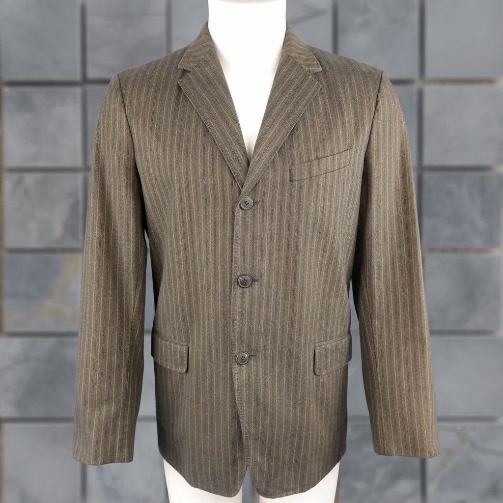 Dries Van Noten DRIES VAN NOTEN Sport Coat Size 38 Brown Cotton Herringbone Stripe Mens Size US XXS / EU 40 - 1 Thumbnail