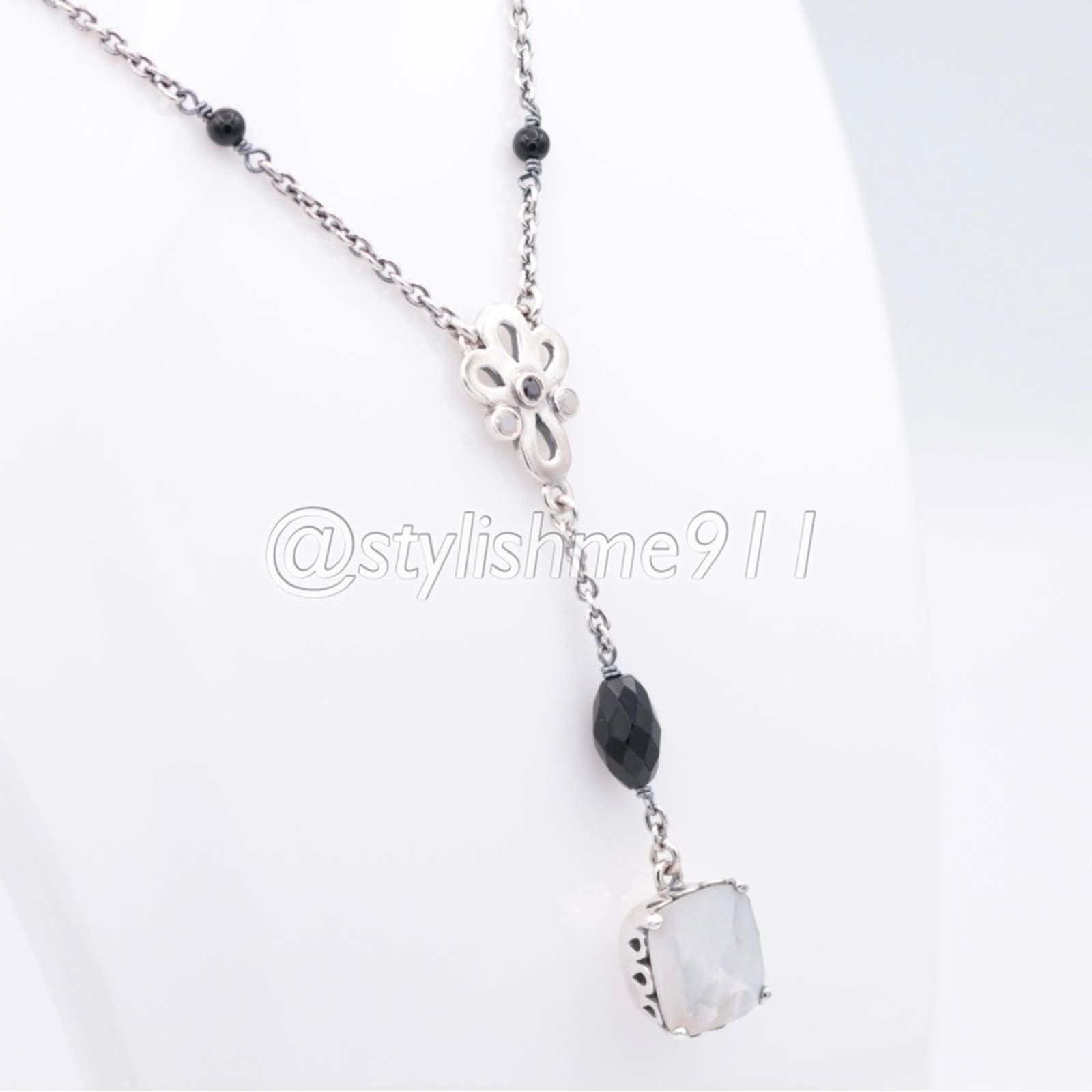 pandora RARE - Authentic Pandora Onyx Mother Of Pearl Necklace Size ONE SIZE - 6 Thumbnail