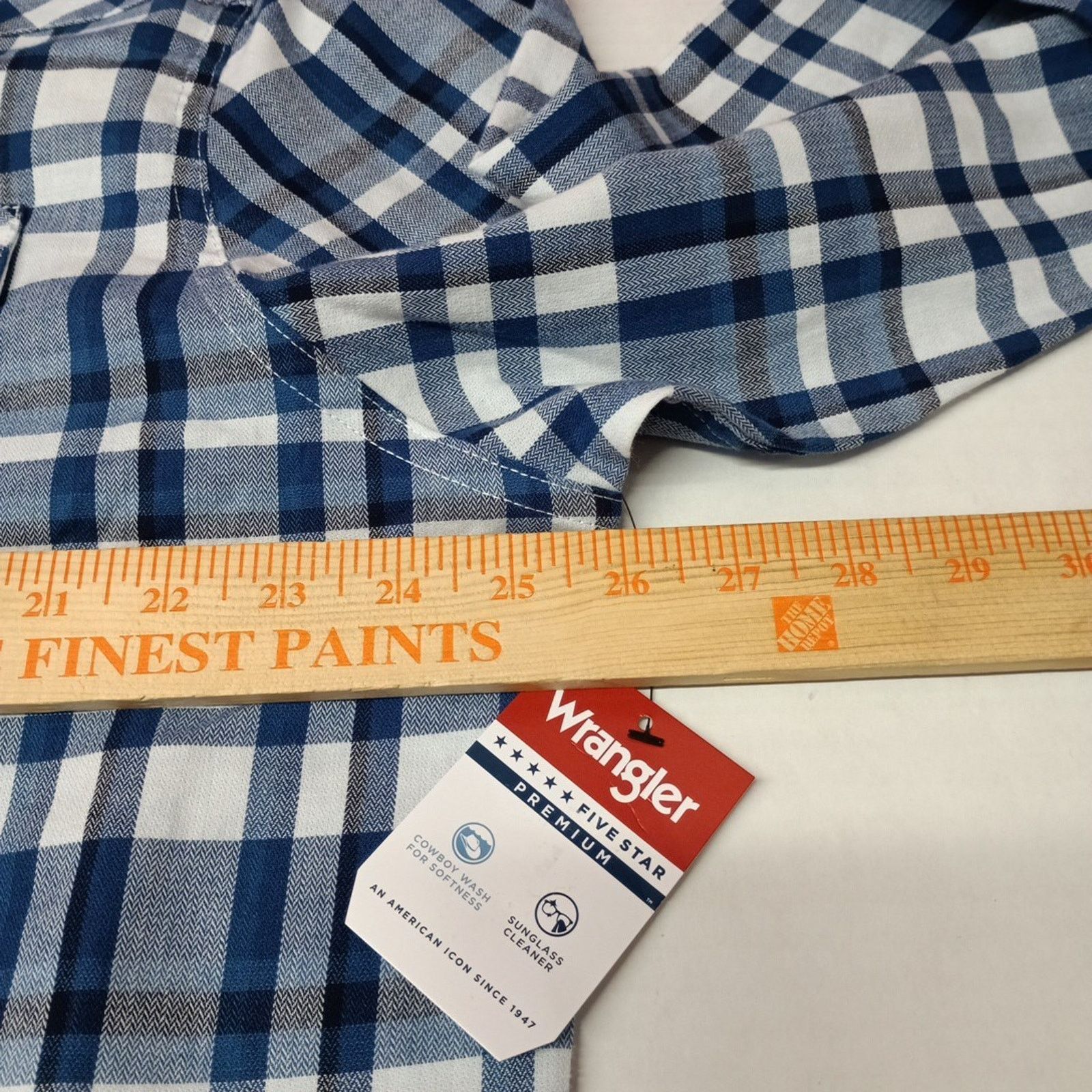 Wrangler Wrangler Slim Fit Woven Twill Button Shirt Men XL Blue Plaid Size US XL / EU 56 / 4 - 6 Thumbnail