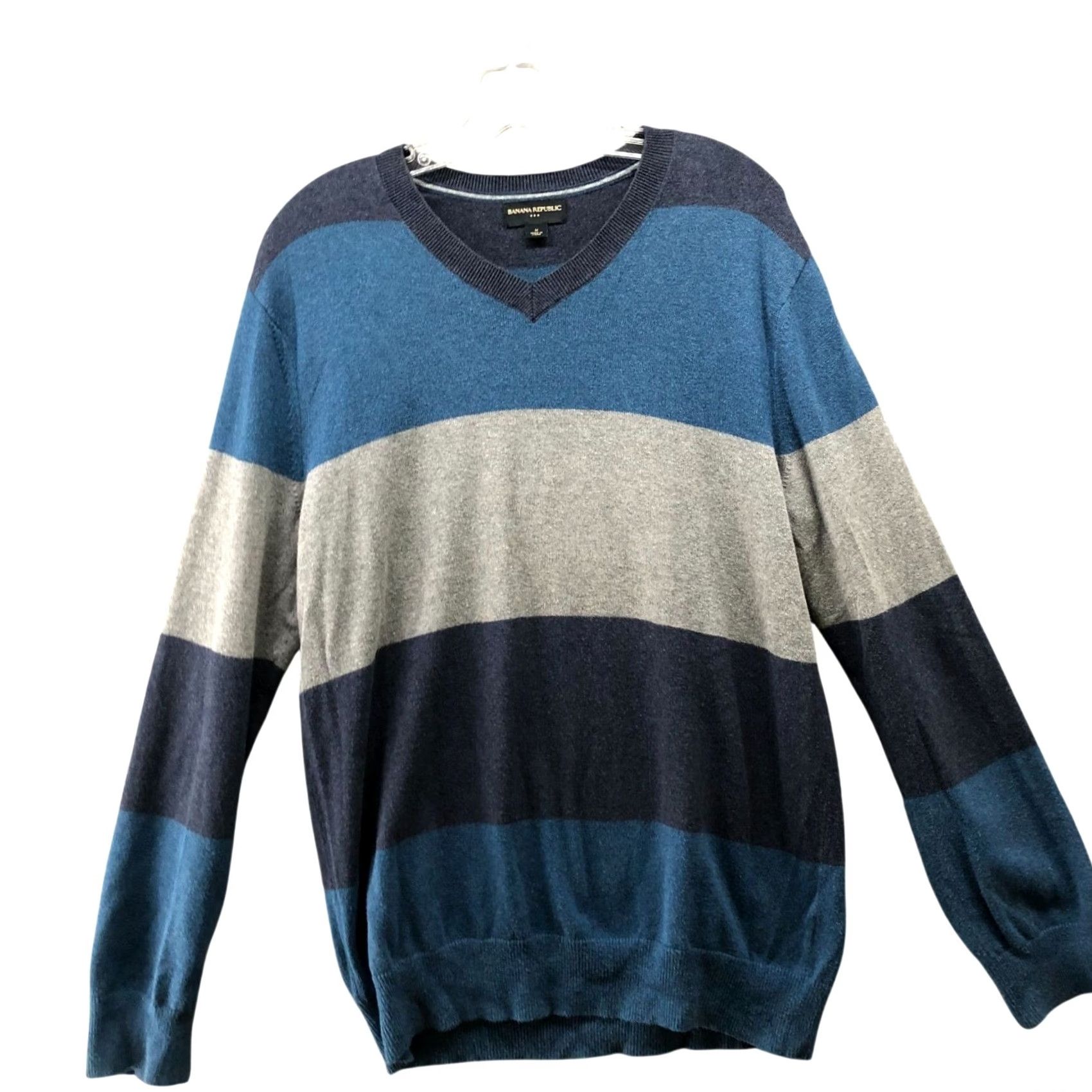 Banana Republic Banana Republic Cotton Sweater Mens M Blue Striped Crewneck Pullover Shirt Sweater Pullover Classic Knit Long Sleeve Vintage? No Size US M / EU 48-50 / 2 - 2 Thumbnail