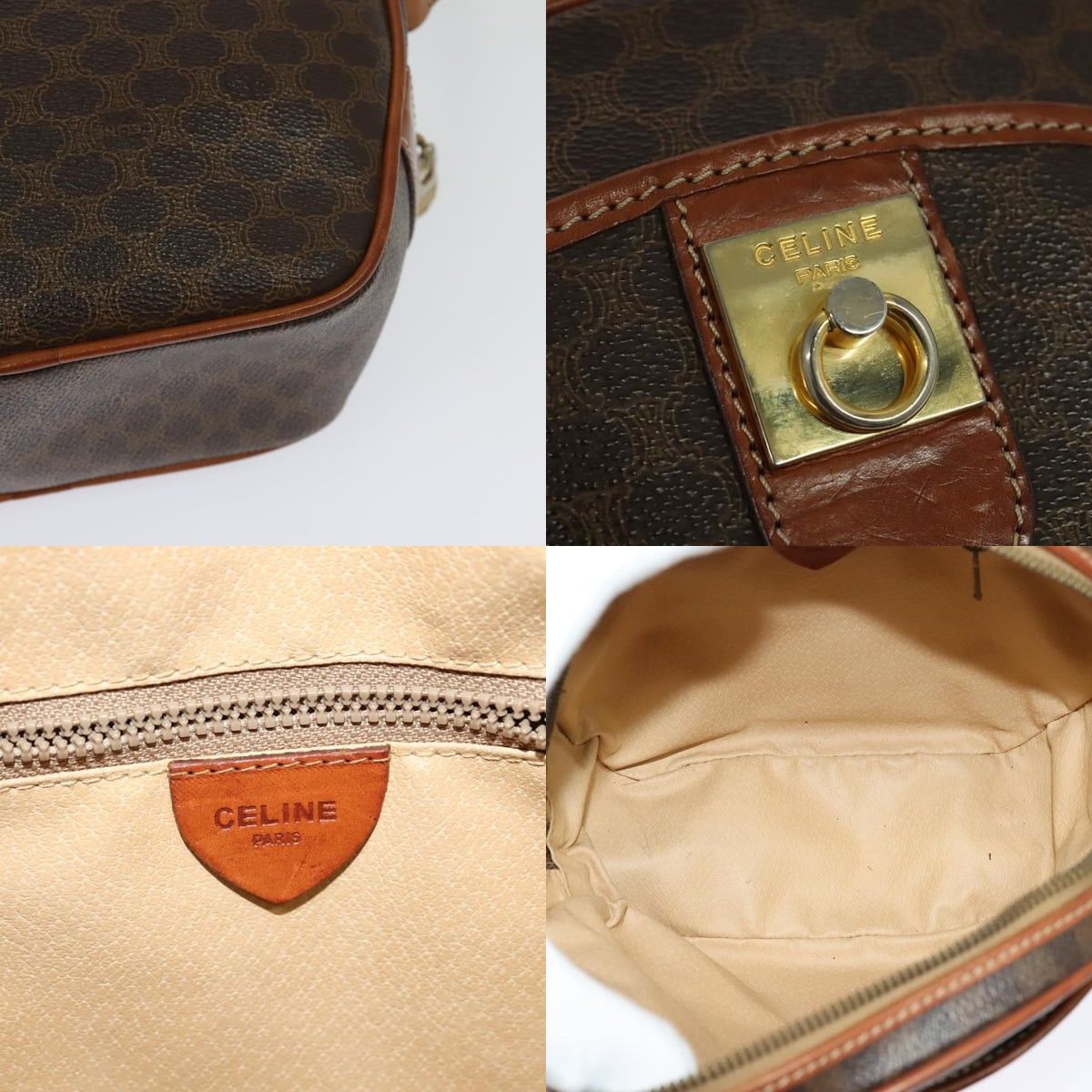 Celine CELINE Macadam Canvas Shoulder Bag Pvc Leather Brown Gold Size ONE SIZE - 11 Thumbnail