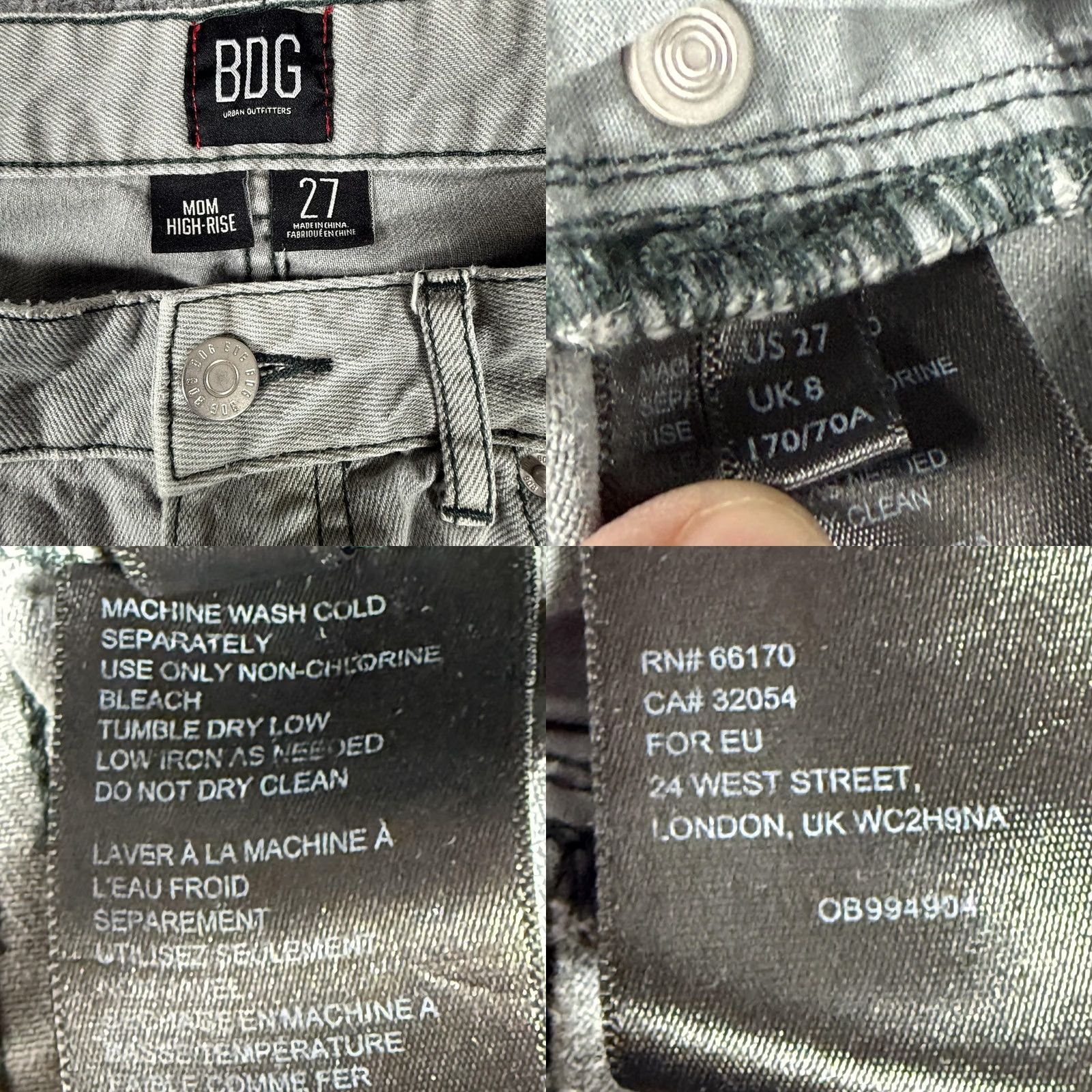 Bdg BDG Urban Outfitters Jeans Womens 27 Gray Mom High-Rise Tapered Denim Pants Size 27" / US 4 / IT 40 - 8 Thumbnail