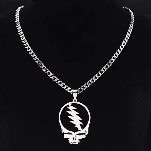 Other Deadhead Steal Face Chain Chrome Grateful Dead Necklace Size ONE SIZE - 4 Thumbnail