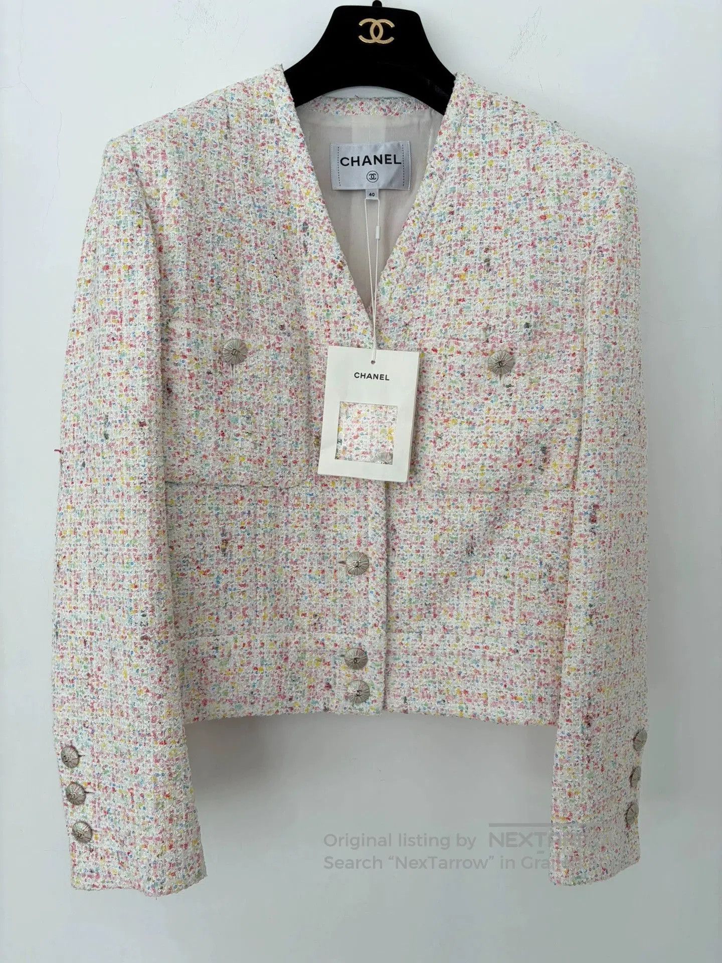 Chanel Chanel 25P Pink Sequin Tweed Jacket. Size US XL / EU 56 / 4 - 1 Thumbnail