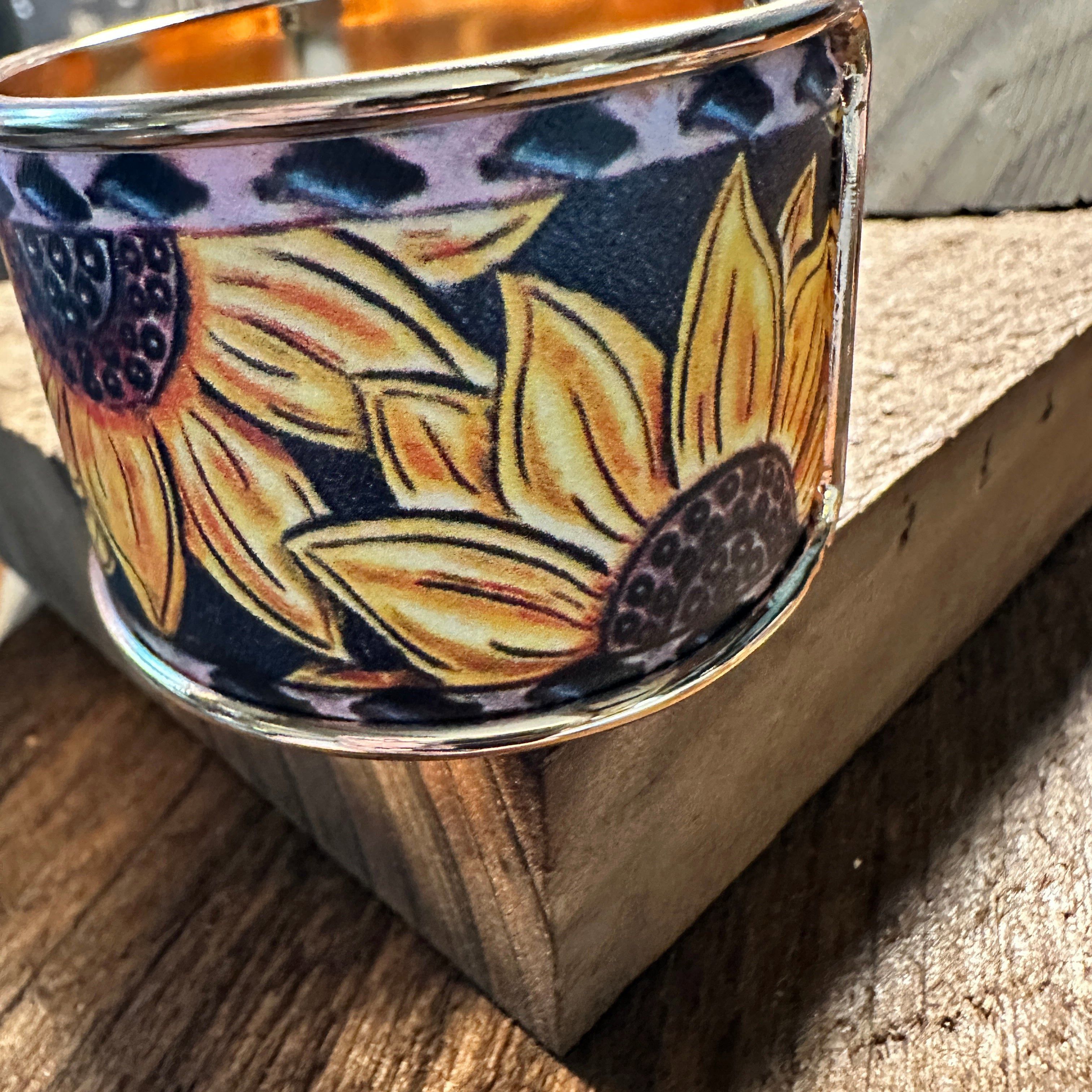 Other Boho Western Chic Sunflowers Wide Cuff Bangle Bracelet, Flor Size ONE SIZE - 4 Thumbnail