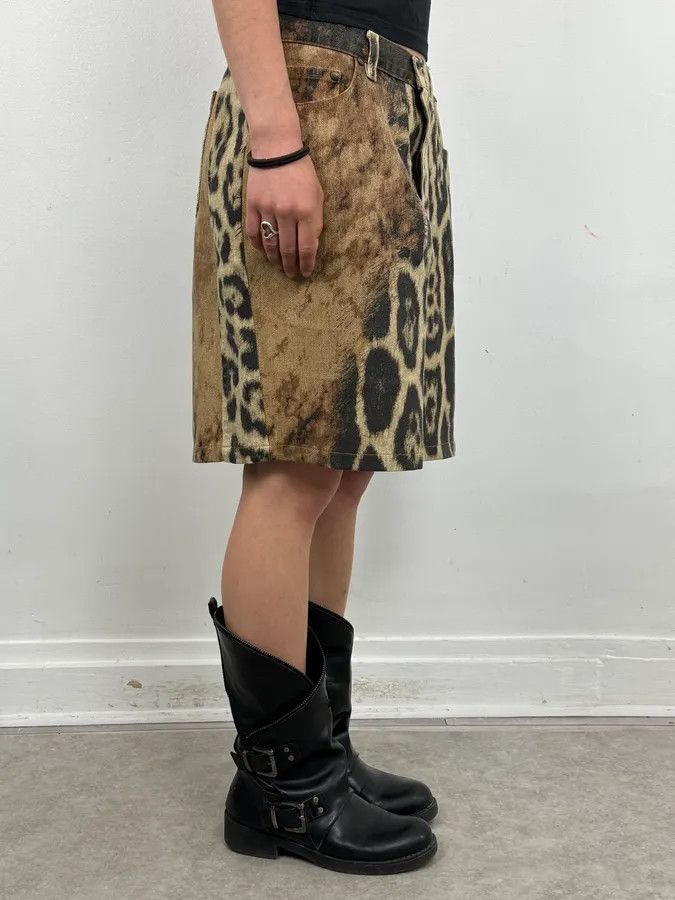 Roberto Cavalli AW2001 Roberto Cavalli Beige Denim Leopard Print Skirt Size 29" - 3 Thumbnail