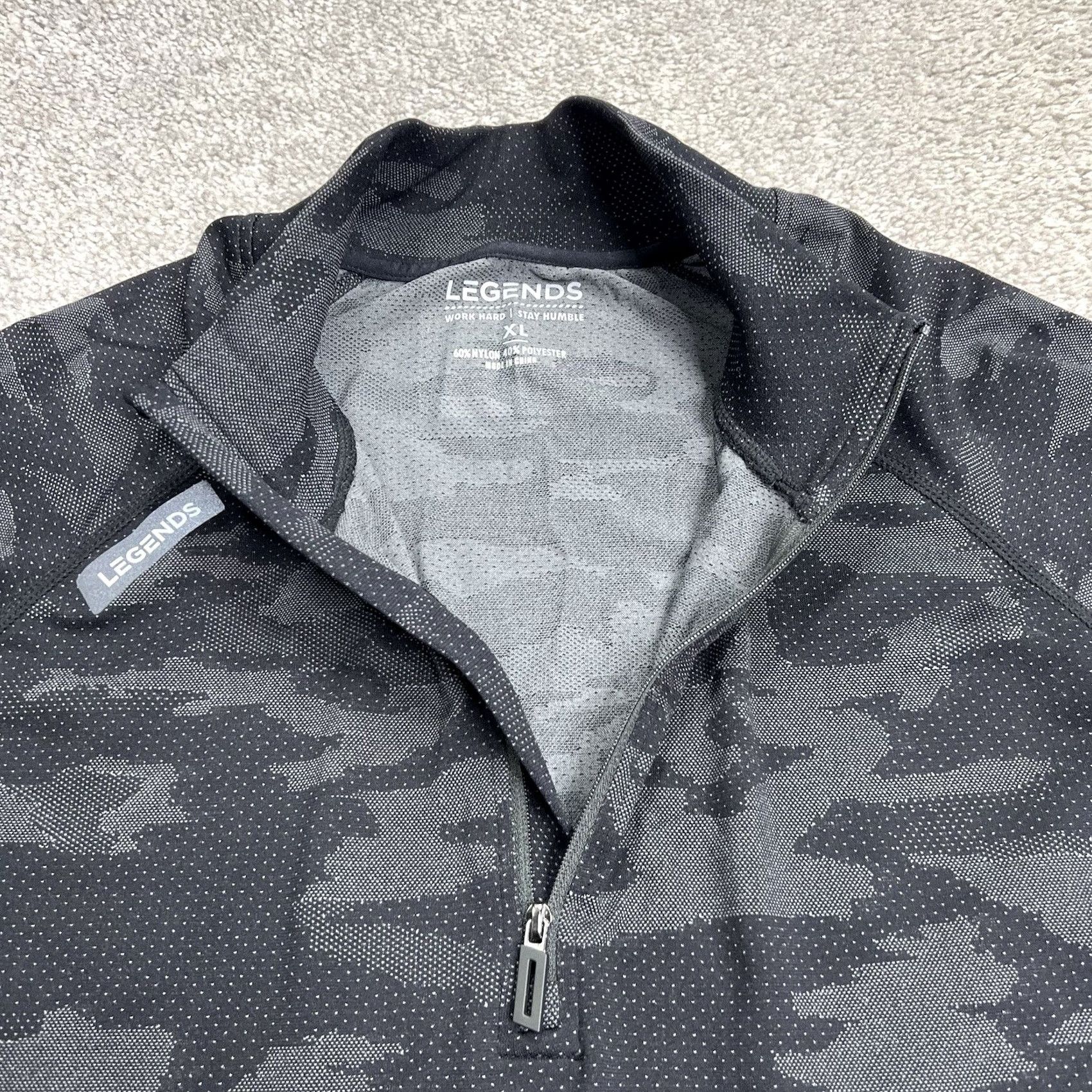 Vintage LEGENDS Dash Quarter 1/4 Zip Mens XL Long Sleeve Pullover Black Camo Reflective"} Size US XL / EU 56 / 4 - 4 Thumbnail