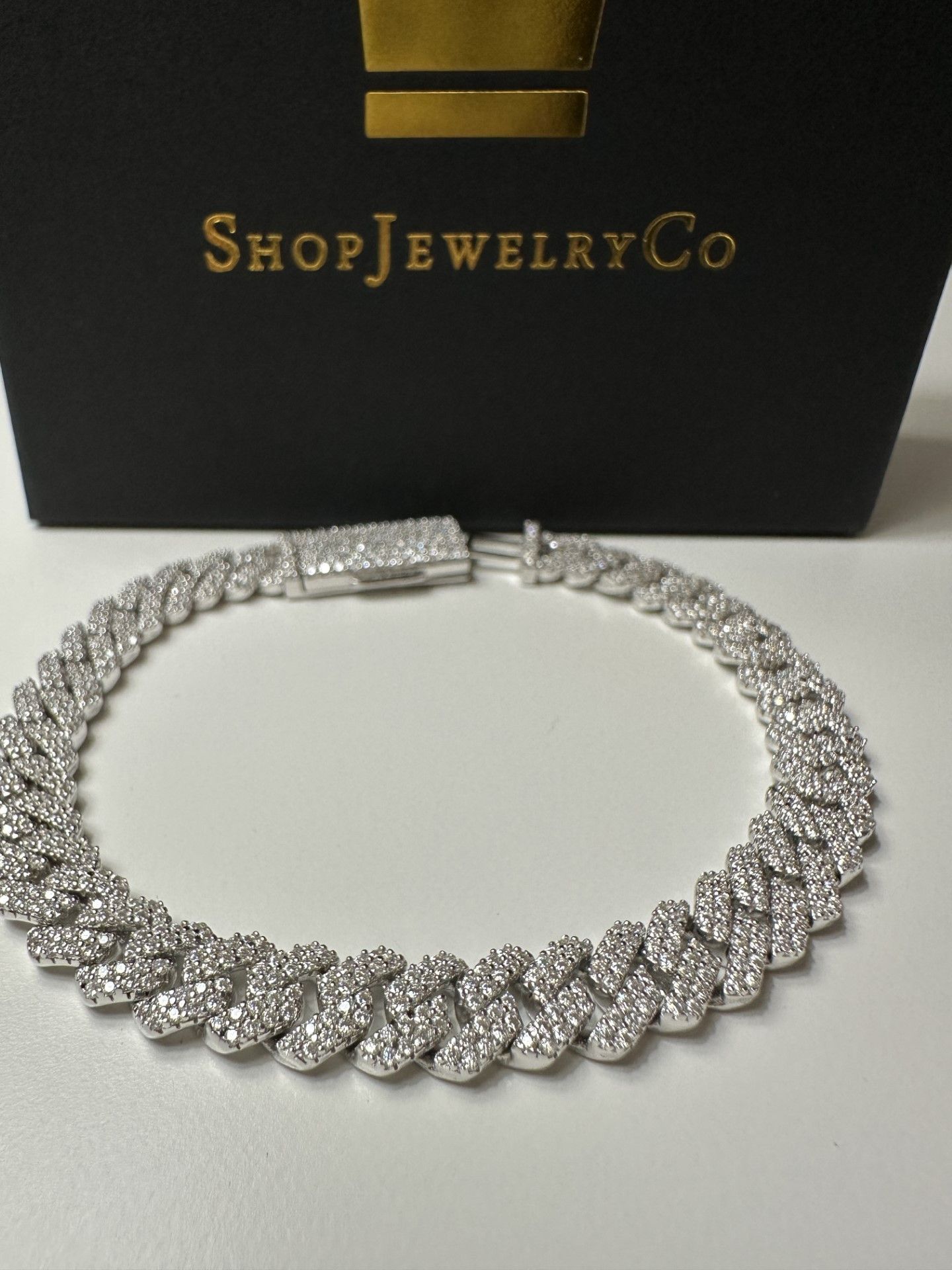Jewelry Moissanite VVS 6.5 inch 8mm Cuban bracelet Sterling Silver Size ONE SIZE - 9 Thumbnail