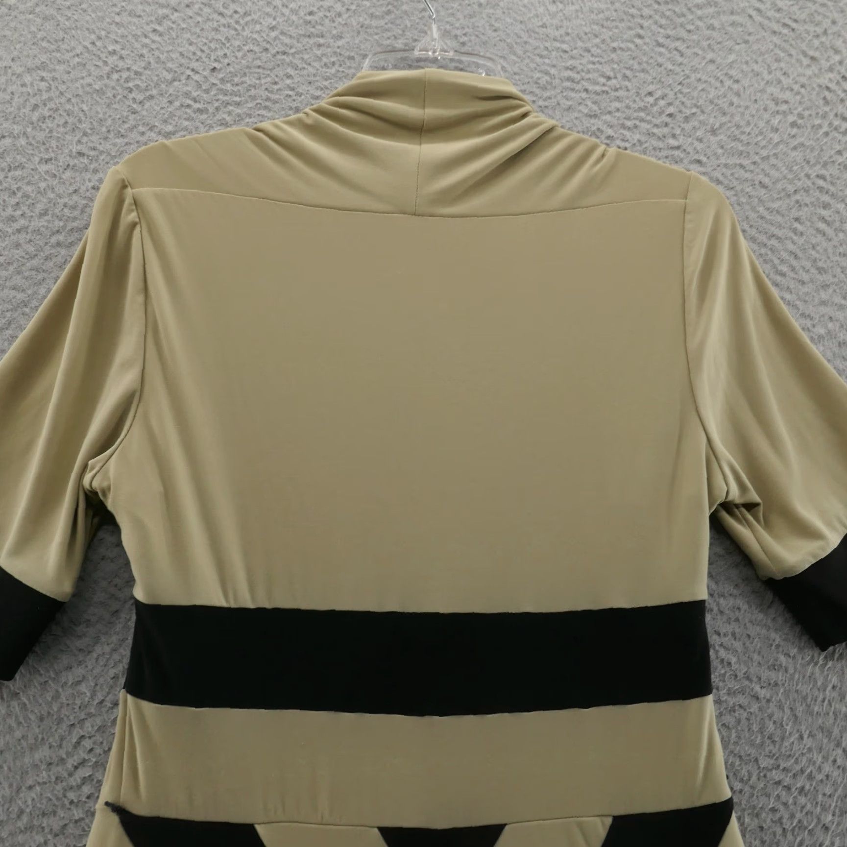 Joseph Ribkoff Joseph Ribkoff Fit Flare Dress 10 Black Beige Womens Stripe 3/4 Sleeve Stretch Knee Length Jersey Spandex Polyester Pullover Size L / US 10 / IT 46 - 4 Thumbnail