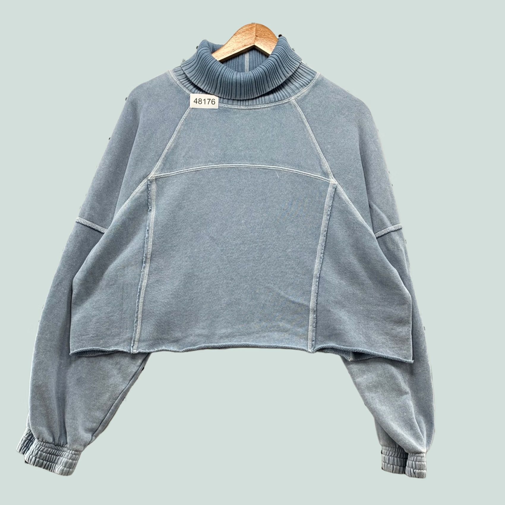 Vintage Aerie Fleece Turtleneck Sweatshirt Womens M Blue Cropped Fleece Sweater Size M / US 6-8 / IT 42-44 - 1 Thumbnail