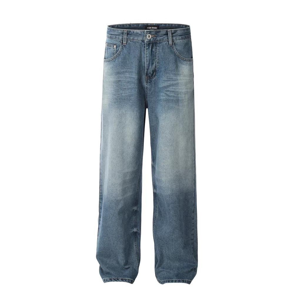 Japanese Brand × Jean American loose straight pleated distressed washed jeans Size US 32 / EU 48 - 1 Thumbnail