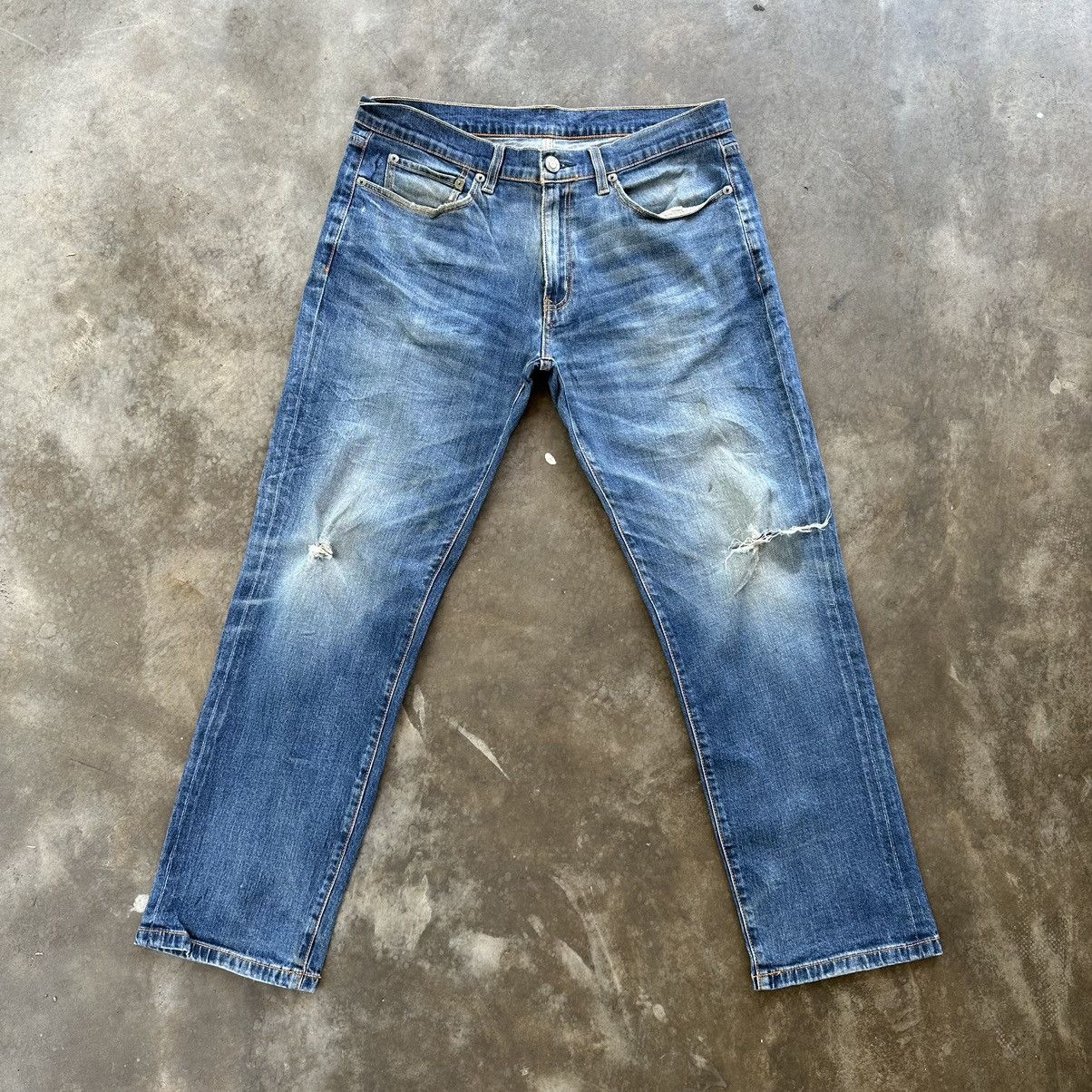 image of Japanese Distressed Faded Denim Jean Pant in Faded Blue, Men's (Size 35)