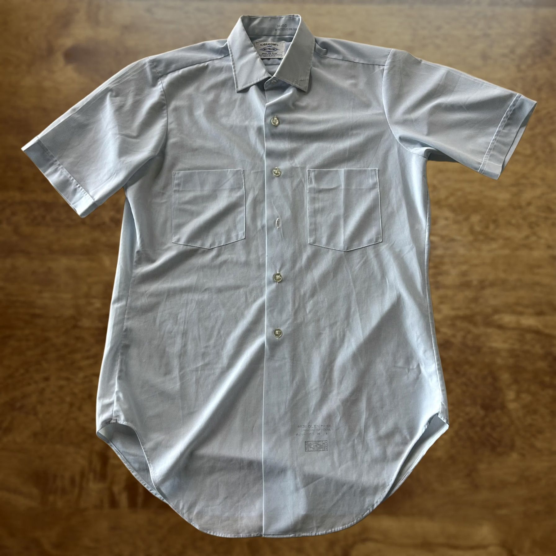Arrow VINTAGE Arrow Dress Shirt Mens Large Blue Pinstripe Short Sleeve Point Collar Shirt Mens Large Blue Pinstripe Short Sleeve Point Collar Size 42R - 1 Thumbnail
