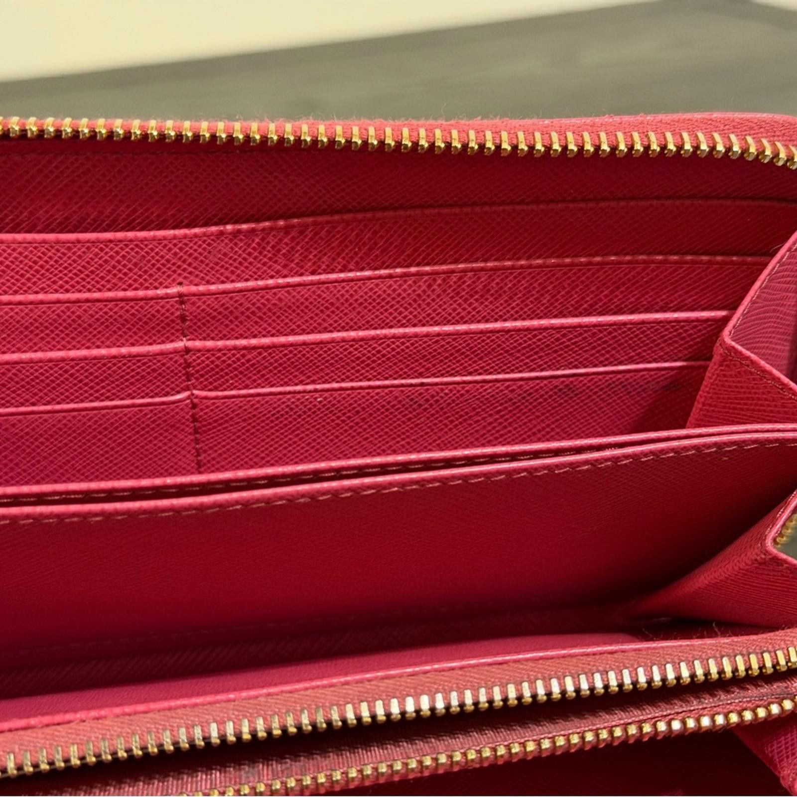 Prada Prada Large Fuchsia Saffiano Leather Zip Wallet Size ONE SIZE - 4 Thumbnail