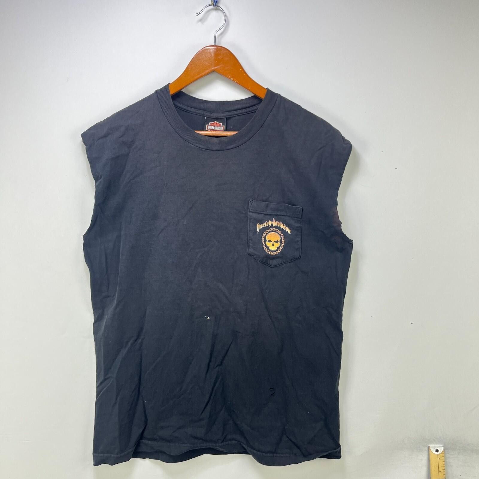Harley Davidson Vintage Harley Davidson Faded Sleeveless Skull Shirt Large Size US L / EU 52-54 / 3 - 1 Thumbnail