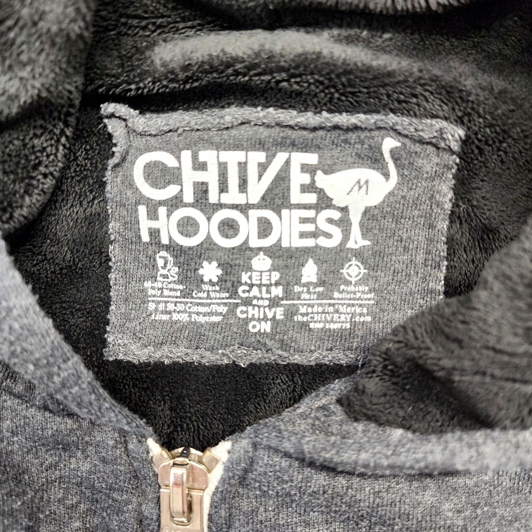 Vintage Chive Hoodies Hoodie Mens Medium Grey Full Zip KCCO Fleece Interior Size US M / EU 48-50 / 2 - 3 Thumbnail