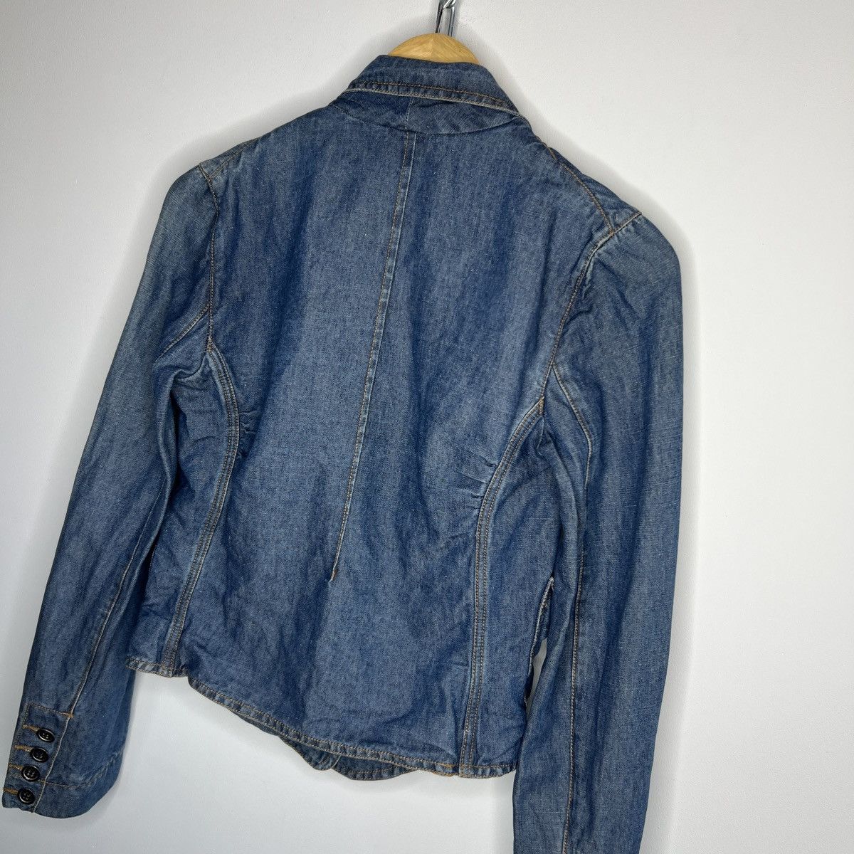 Sonia Rykiel × Vintage 🌟SONIA RYKIEL CROPPED DENIM BLAZER BLUE JACKET Size S / US 4 / IT 40 - 7 Thumbnail
