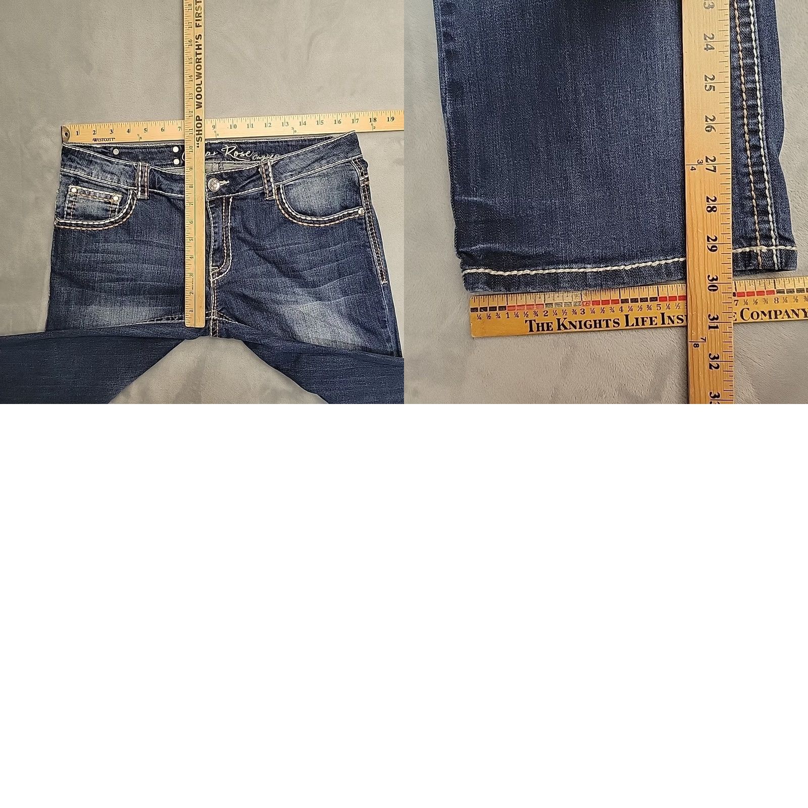 Vintage Cedar Rose Jeans Women 32x32 Blue Embroidered Western Cowboy Whip Stitch Bootcut Denim 5-Pocket Stretch Regular Rise Mid Blue Womens Size 24" / US 00 / IT 34 - 8 Thumbnail