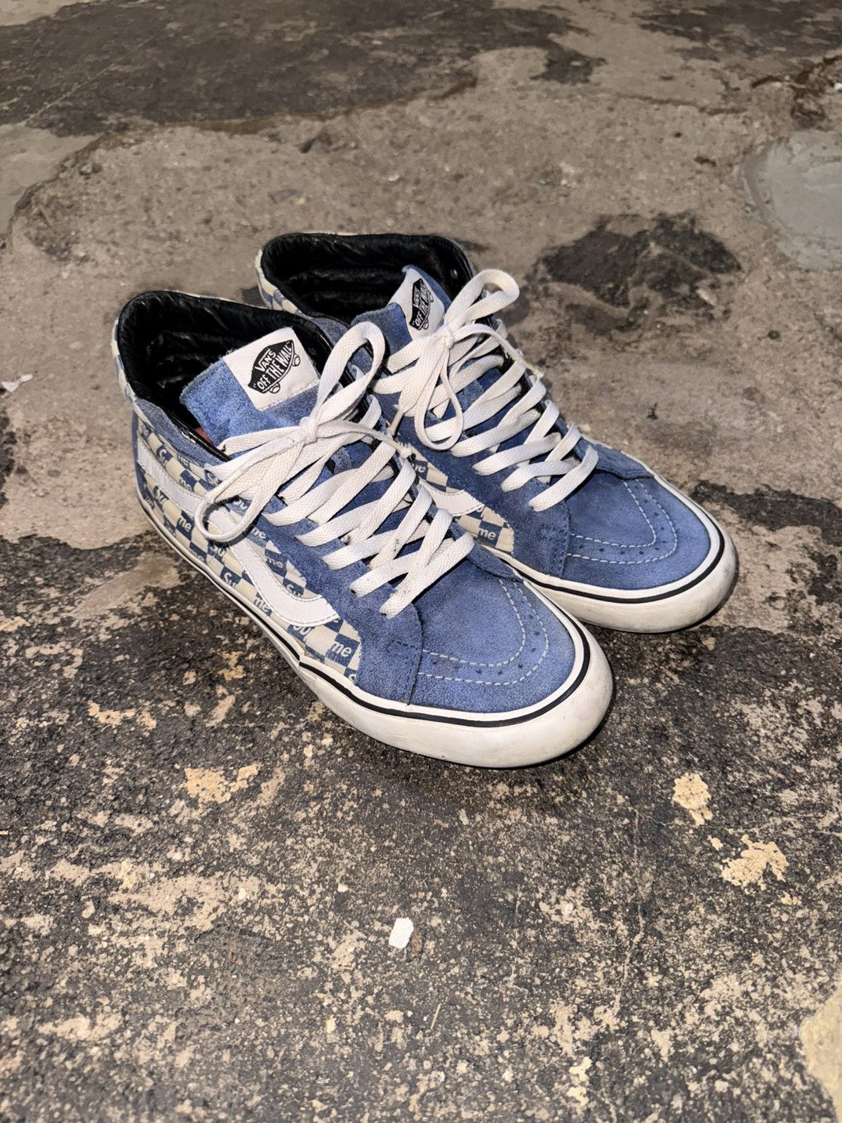 Supreme × Vans Supreme Vans Sk8-Hi Checkers Blue Size US 9 / EU 42 - 6 Thumbnail