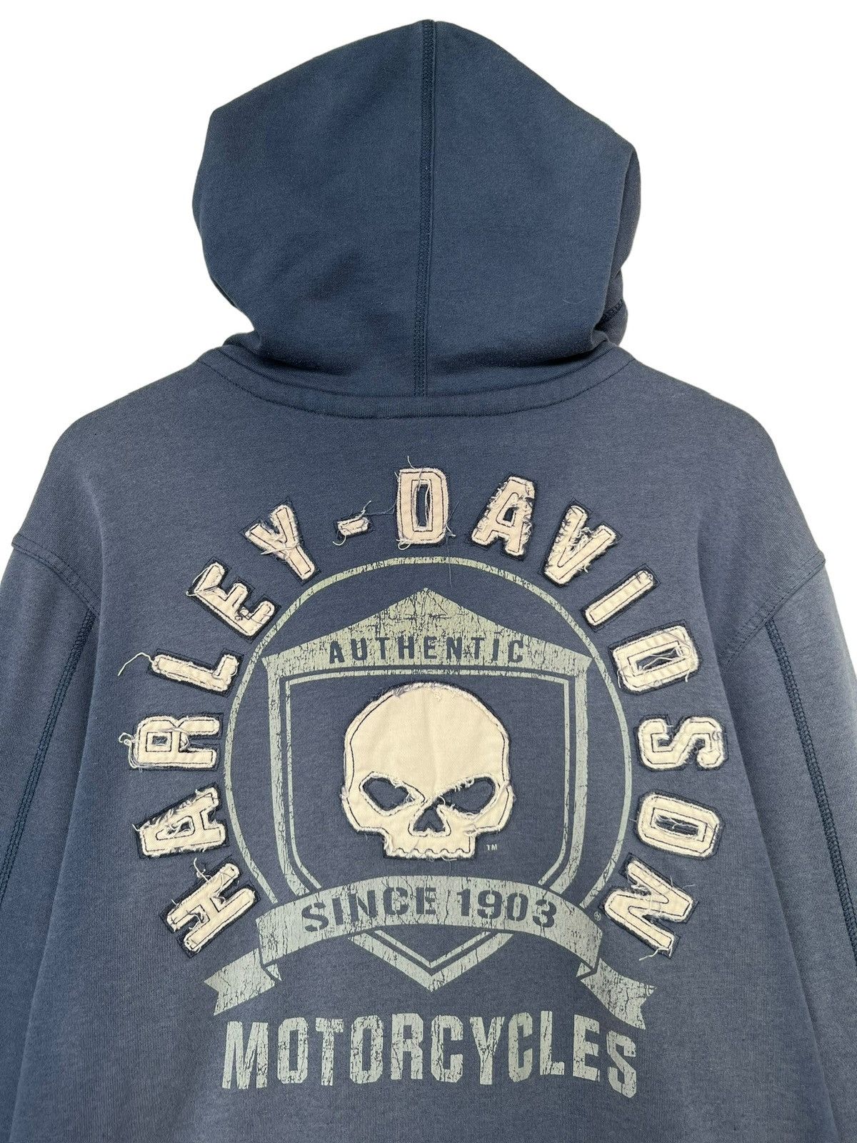 Harley Davidson Vintage Y2K Harley Davidson Zip Up Bones Skull Patch Hoodie Size US L / EU 52-54 / 3 - 7 Thumbnail