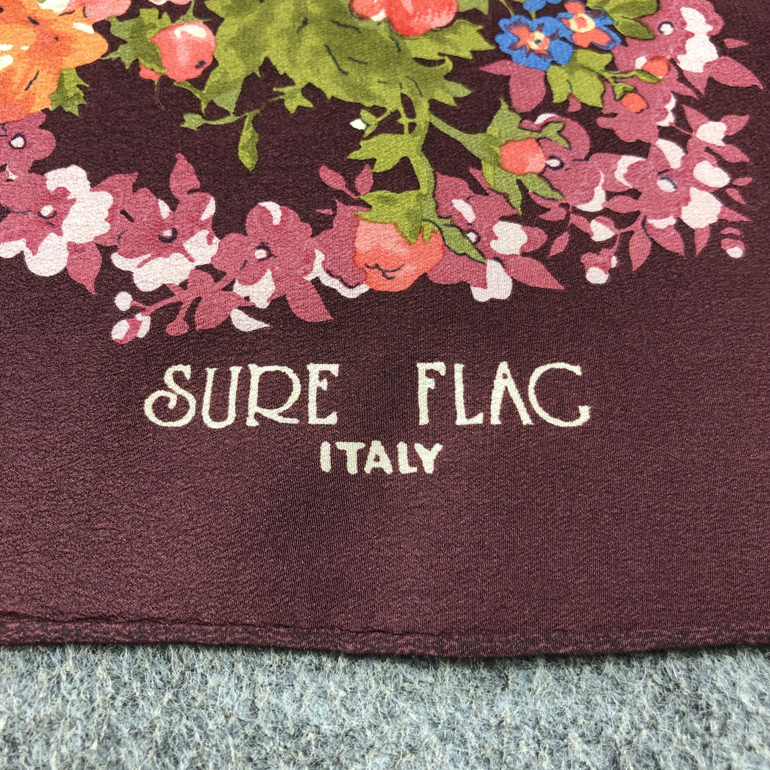 Vintage Sure Flag Floral Hand Rolled Silk Scarf M1219 Size ONE SIZE - 4 Thumbnail