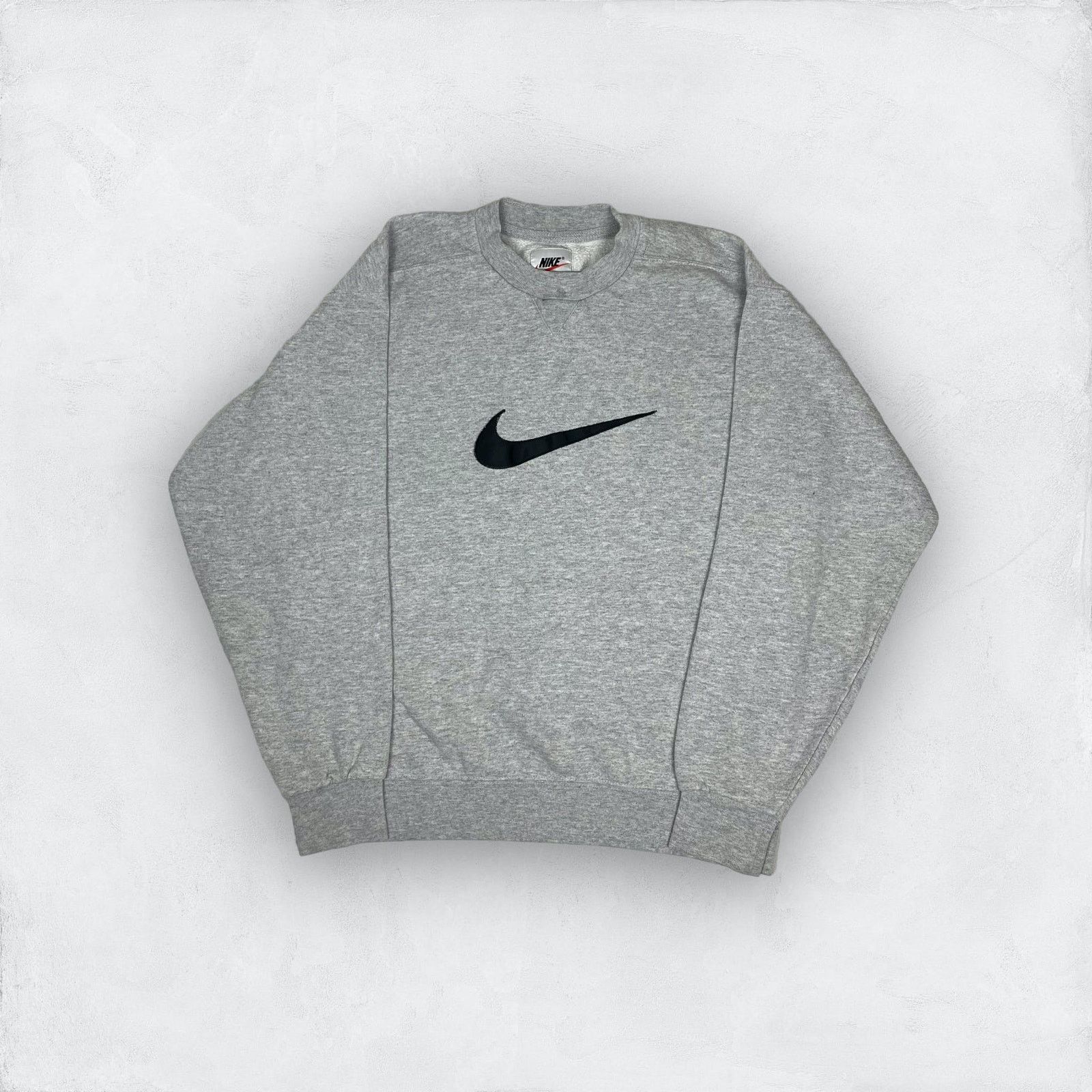Nike × Vintage Vintage Nike Men's Gray Swoosh Pullover Fleece Sweatshirt S Size US S / EU 44-46 / 1 - 1 Thumbnail