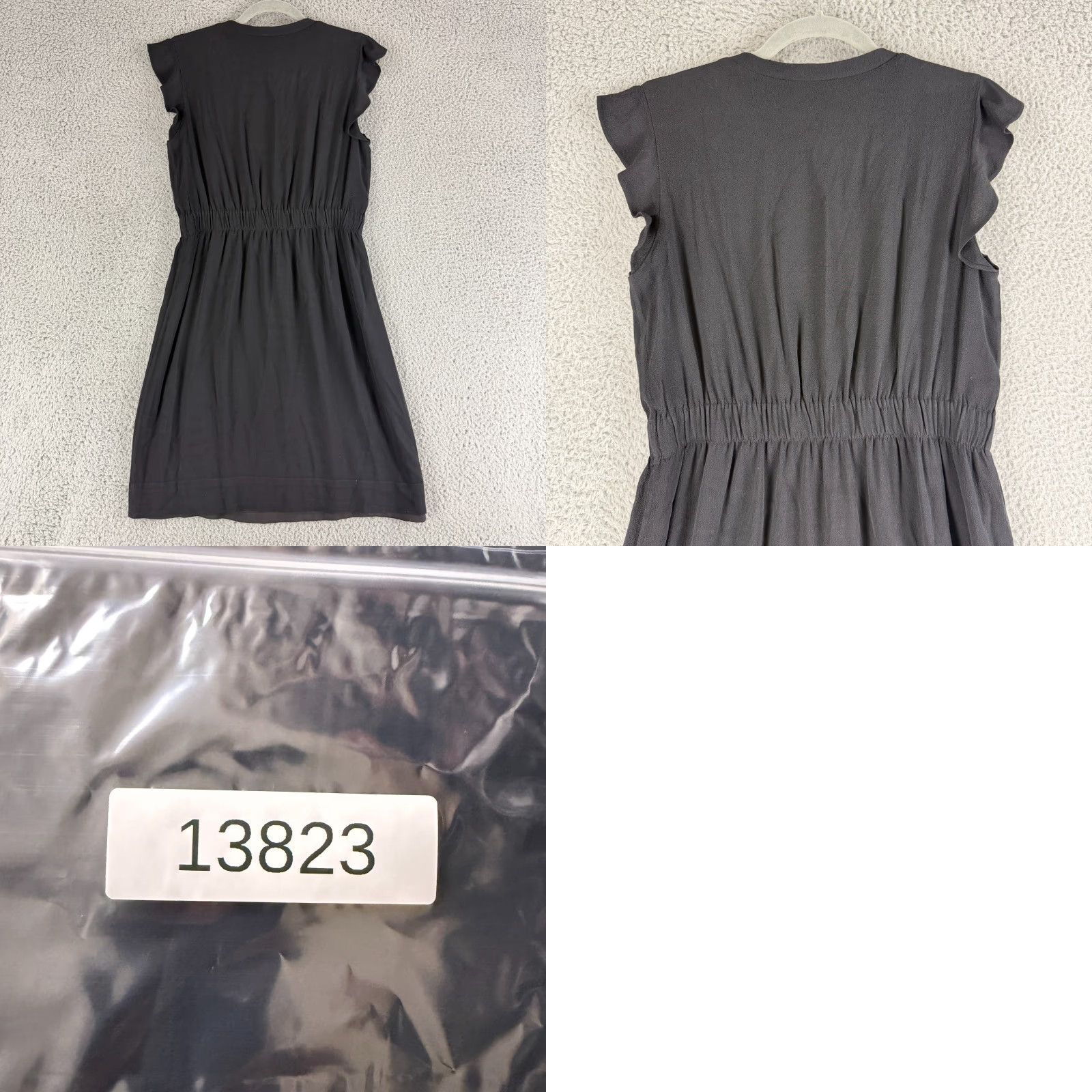 Vintage Kate Spade New York Mini Dress Black V-Neck Ruffle Sleeve 8 Womens/Size 8 Short Sleeve Crepe Fluid Pattern: Solid Size M / US 6-8 / IT 42-44 - 8 Thumbnail