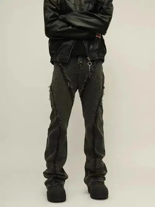 Japanese Brand × Jean Retro distressed patchwork raw edge bootcut jeans Size US 32 / EU 48 - 4 Thumbnail