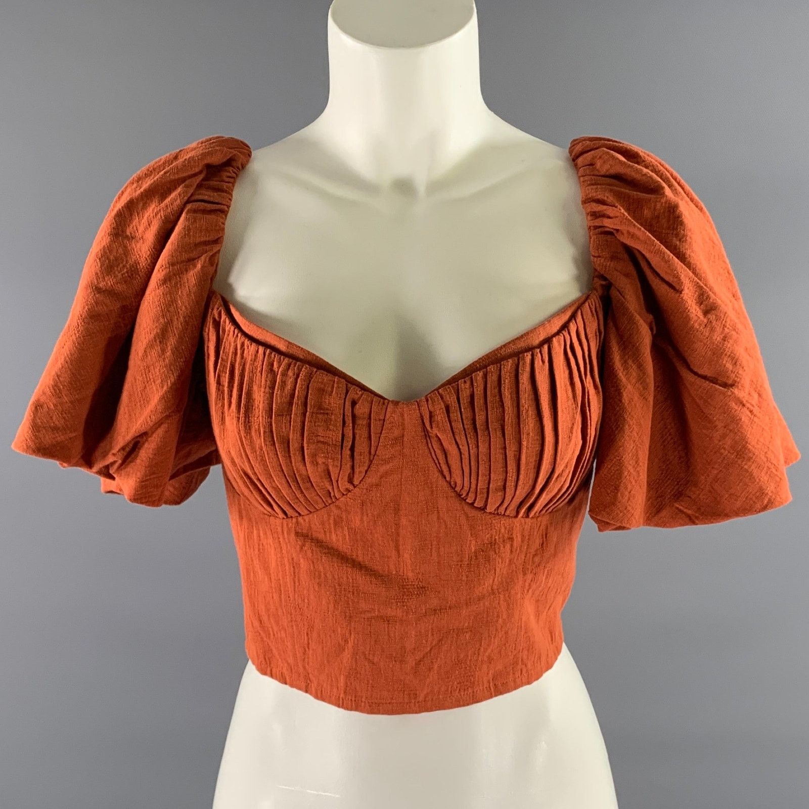 Jonathan Simkhai JONATHAN SIMKHAI Size 8 Orange Rust Linen Cropped Top Size M / US 6-8 / IT 42-44 - 1 Thumbnail