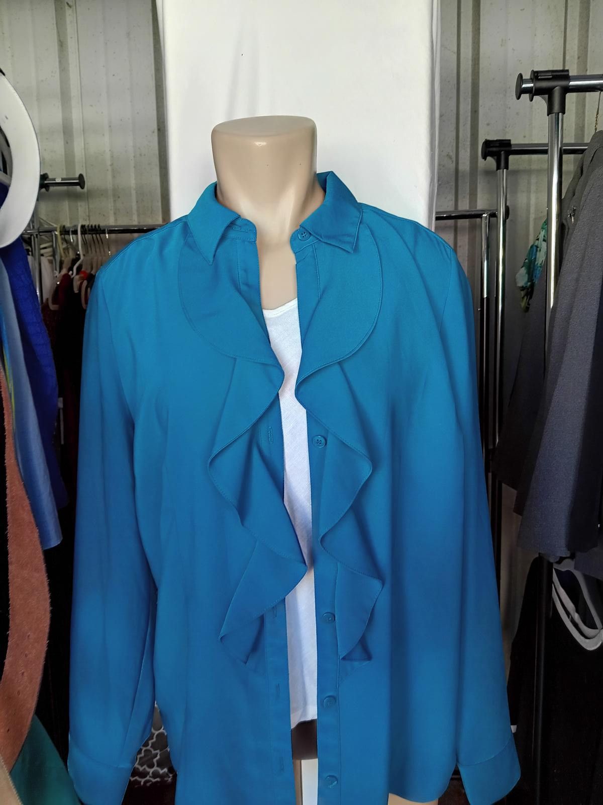 Chicos Chico's Teal Ruffled jacket - Size 1 Size ONE SIZE - 1 Thumbnail