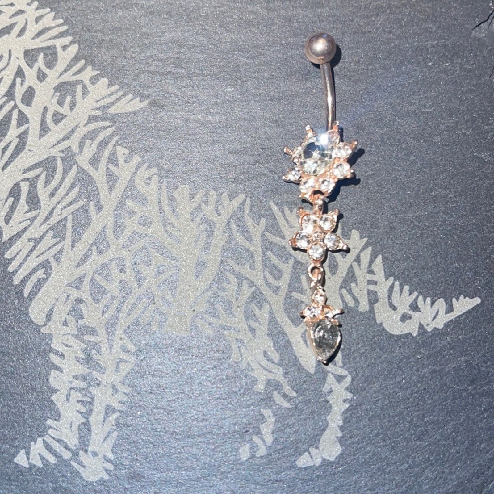 Other Stainless Steel Starburst Star Belly Ring Rose Gold Size ONE SIZE - 3 Thumbnail