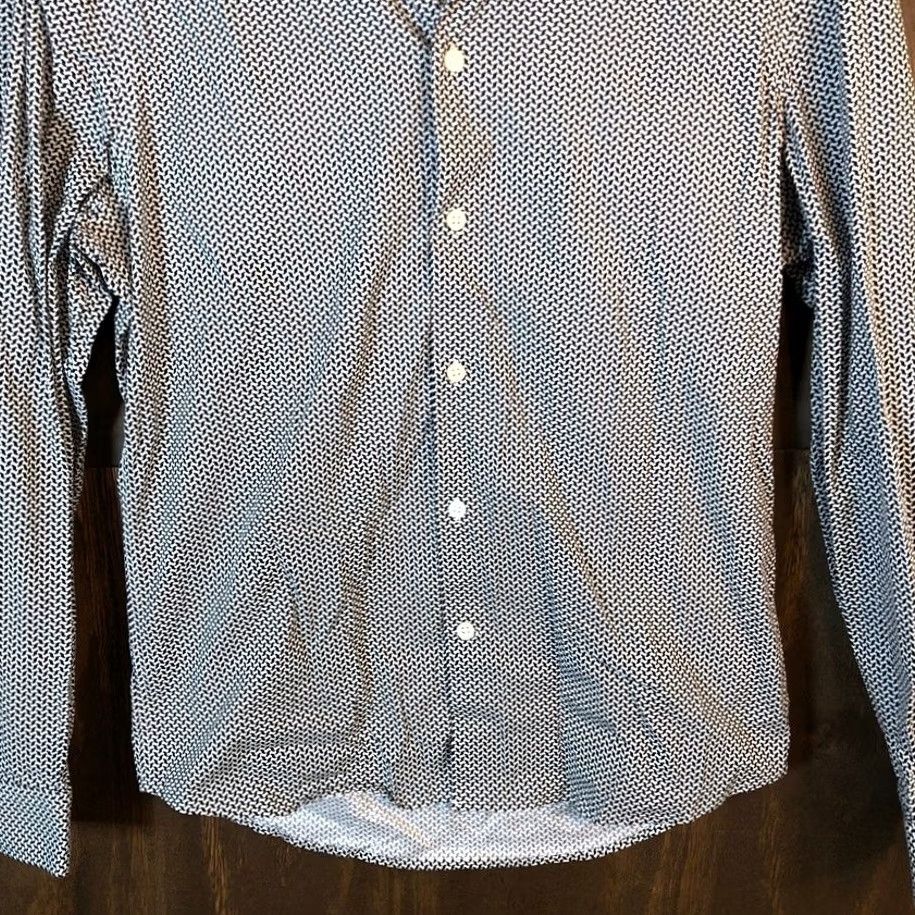 Express Express Mens Shirt White Black Geometric Slim Button-Down Stretch Small Size US S / EU 44-46 / 1 - 3 Thumbnail