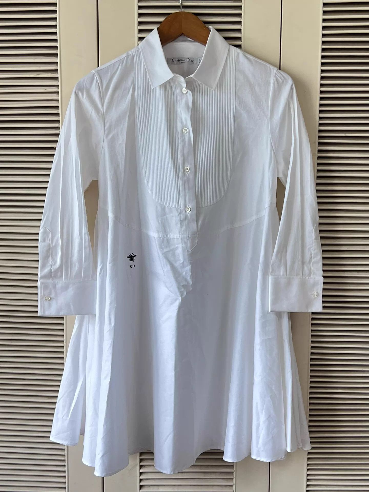Dior Dior White CD Bee Embroidered Shirt Dress 34 Size XS / US 0-2 / IT 36-38 - 1 Thumbnail