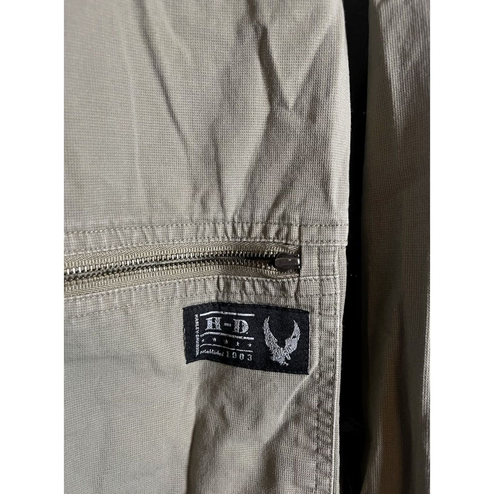 Harley Davidson Harley-Davidson Shirt Mens L Khaki Beige Long Sleeve Button-Up Biker Patch Logo Embroidered Cotton Brown Size US L / EU 52-54 / 3 - 6 Thumbnail