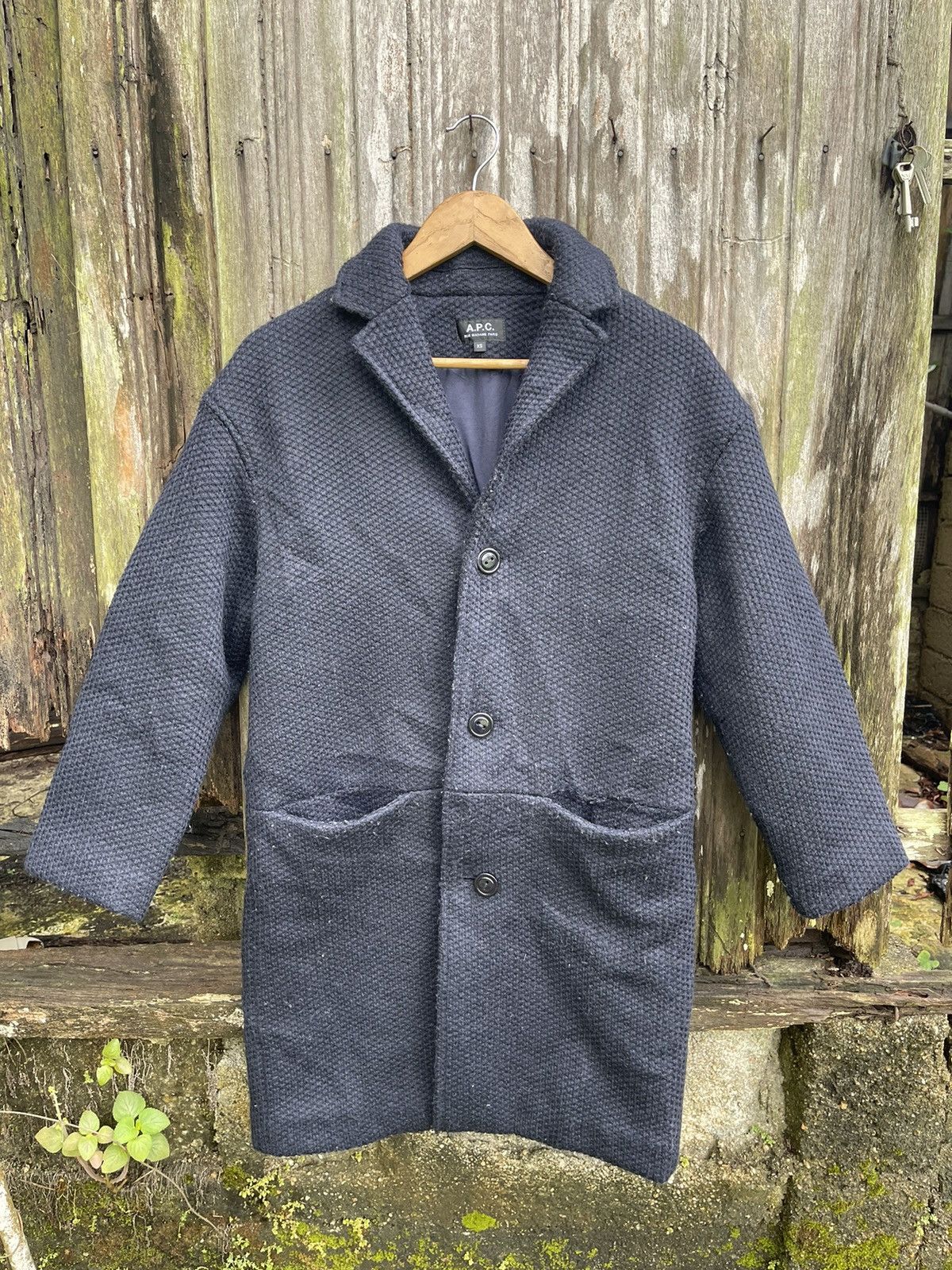 A.P.C. A.P.C. Wool Blend Textured Coat XS Black Size US XS / EU 42 / 0 - 1 Thumbnail