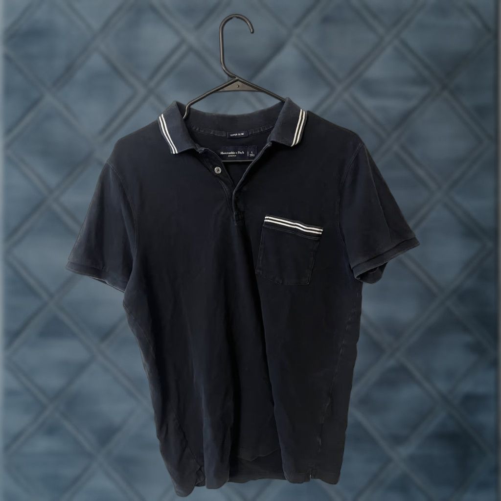 Abercrombie & Fitch Abercrombie and Fitch Polo Shirt Mens L Navy Super Slim Fit Stretch Preppy Size US L / EU 52-54 / 3 - 1 Thumbnail