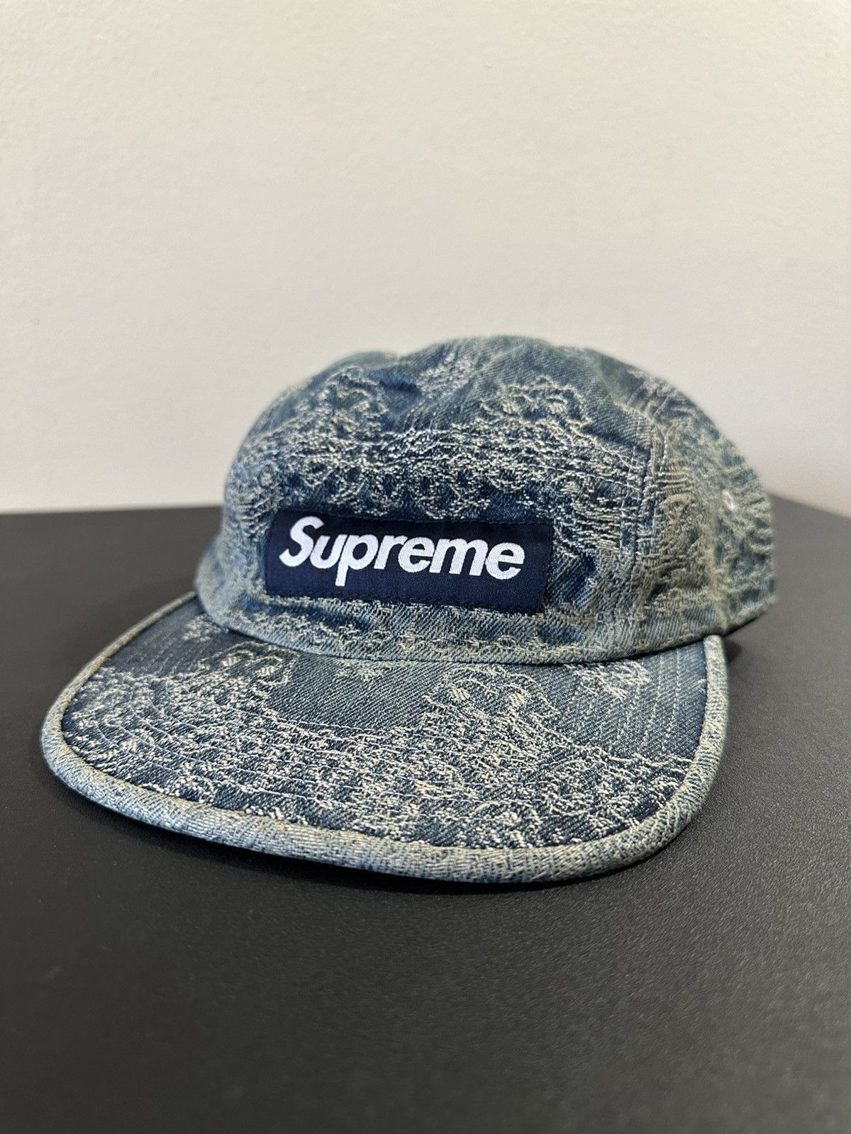 Supreme Supreme Bandana Jacquard Denim Camp Cap Blue | Grailed