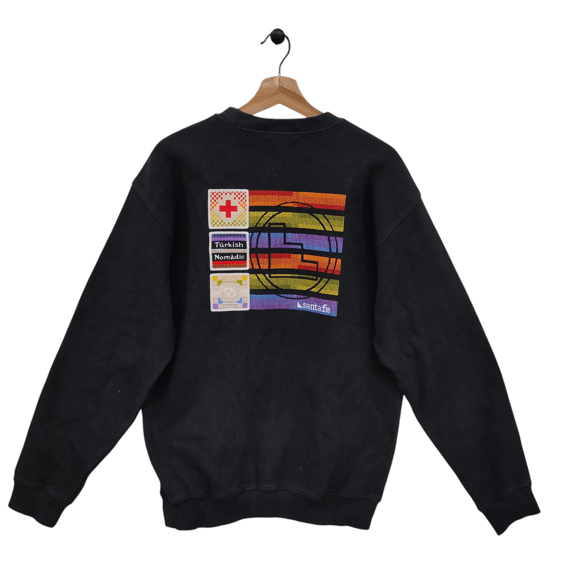 Japanese Brand Santa Fe Nomadic Black Colorful Turkish Patchwork Back, Size US M / EU 48-50 / 2 - 1 Thumbnail