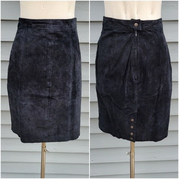 Vintage Vintage 90s y2k Bratz Black Suede Leather High Waisted Midi Size 25" / US 0 / IT 36 - 7 Thumbnail