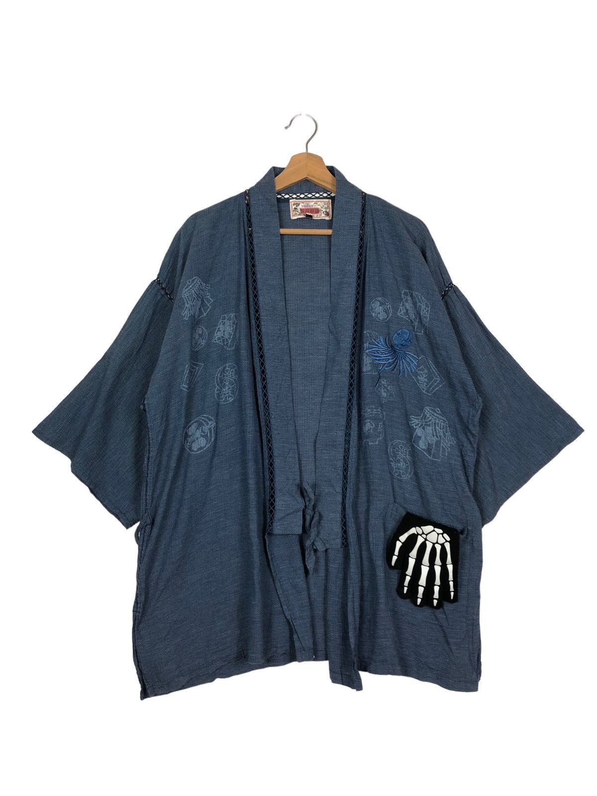 45rpm 🔥Vintage Traditional Japanese Kimono Japan Sisoko Blue Blue Size US L / EU 52-54 / 3 - 1 Thumbnail