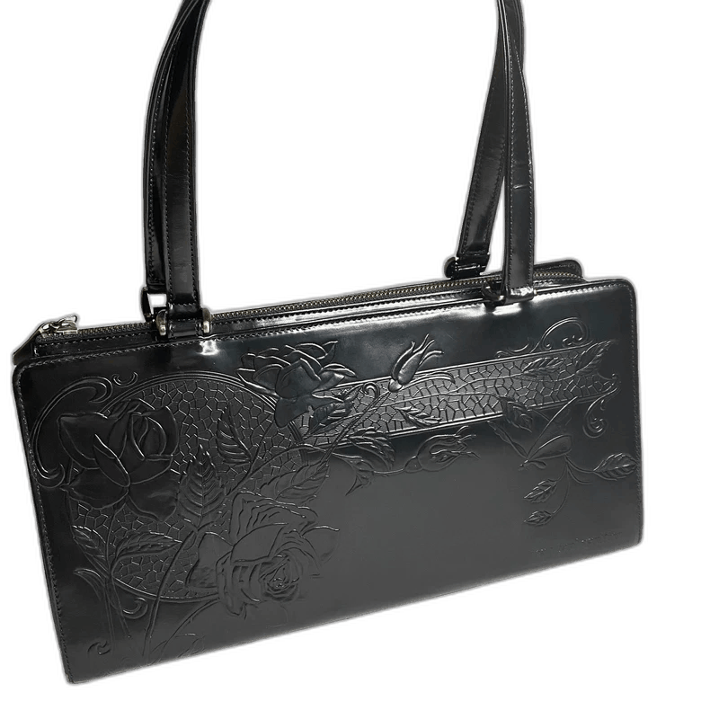 Jean Paul Gaultier Jean Paul Gaultier Black Handbag With Floral Design Size ONE SIZE - 1 Thumbnail