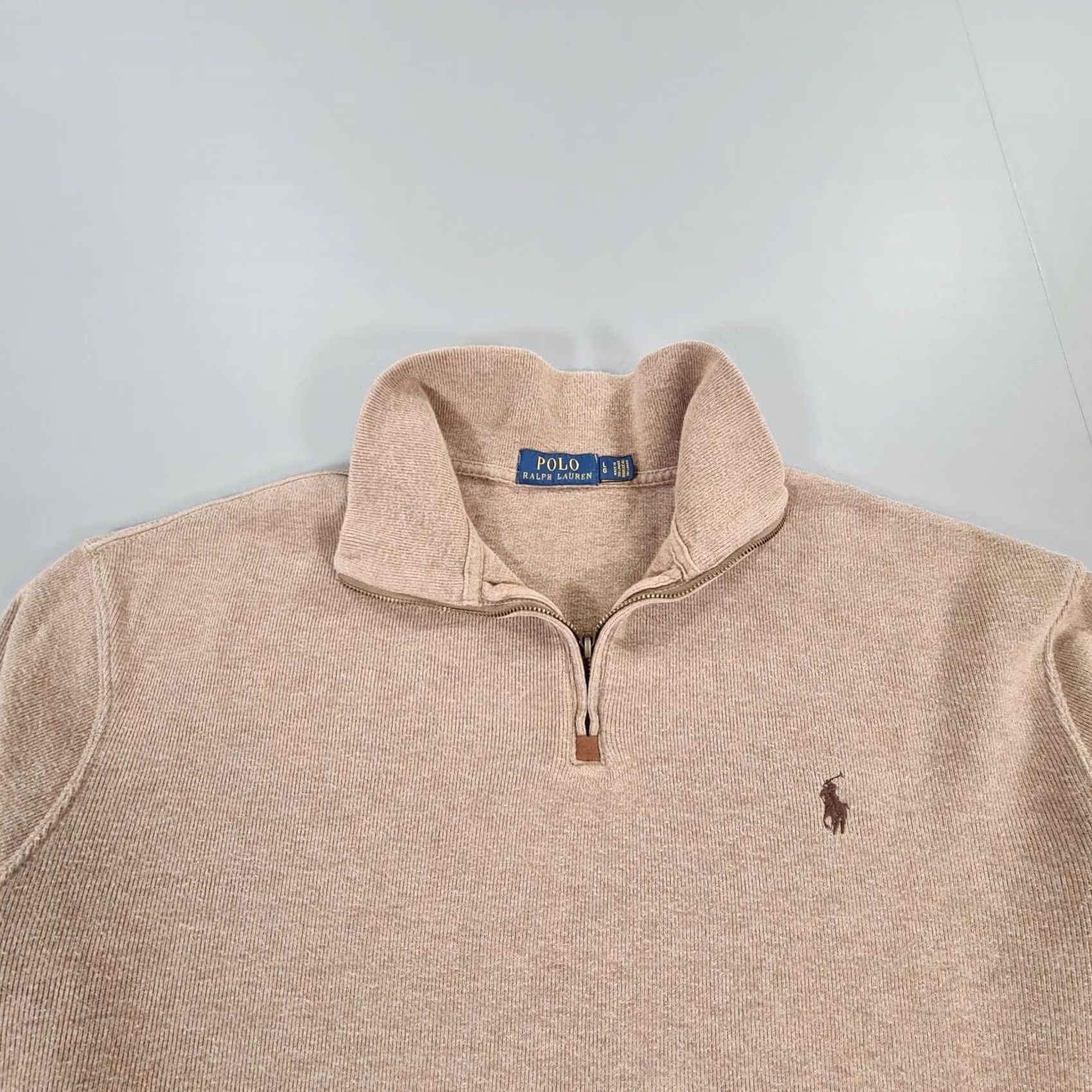Polo Ralph Lauren Polo Ralph Lauren Mens Jumper Brown Large Quarter Zip Knit Pullover Cotton Size US M / EU 48-50 / 2 - 2 Thumbnail