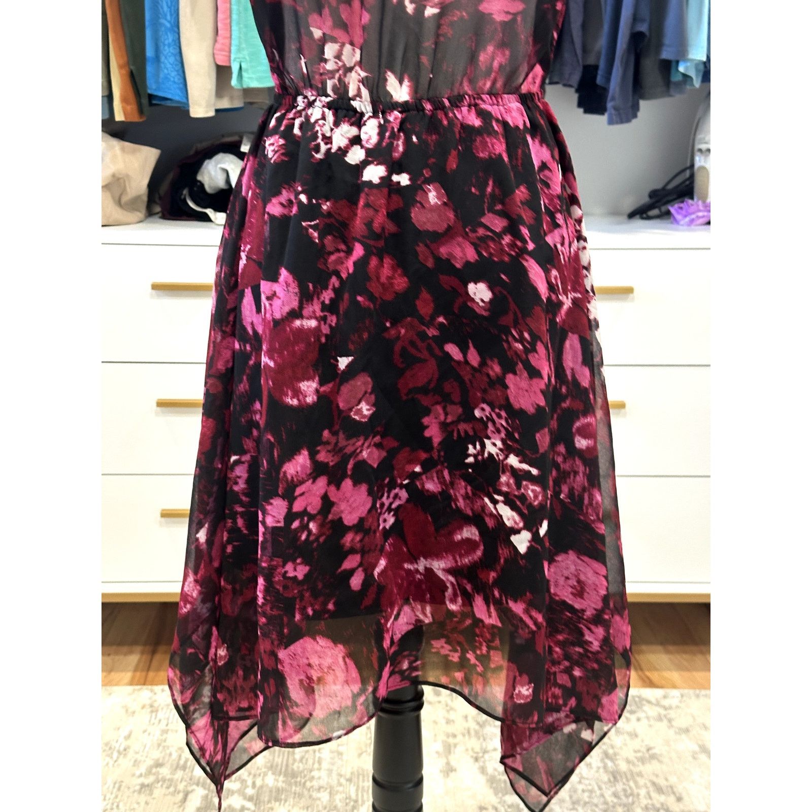 Steve Madden Steve Madden Purple Black Floral HighLow Flutter Dress S NWT Size S / US 4 / IT 40 - 7 Thumbnail
