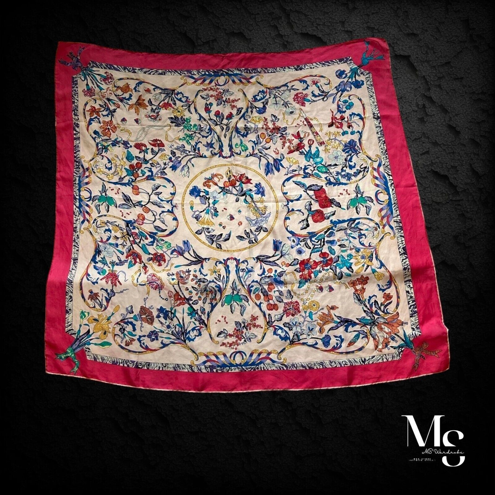 Other Amazing Pink Floral Silk Scarf 34" - 33.3´´ EX COND Size ONE SIZE - 1 Thumbnail
