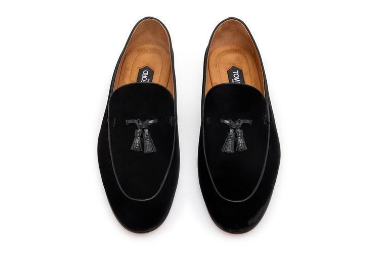 Tom Ford o1w1db10724 Velvet Loafers in Black Size US 12 / EU 45 - 2 Thumbnail