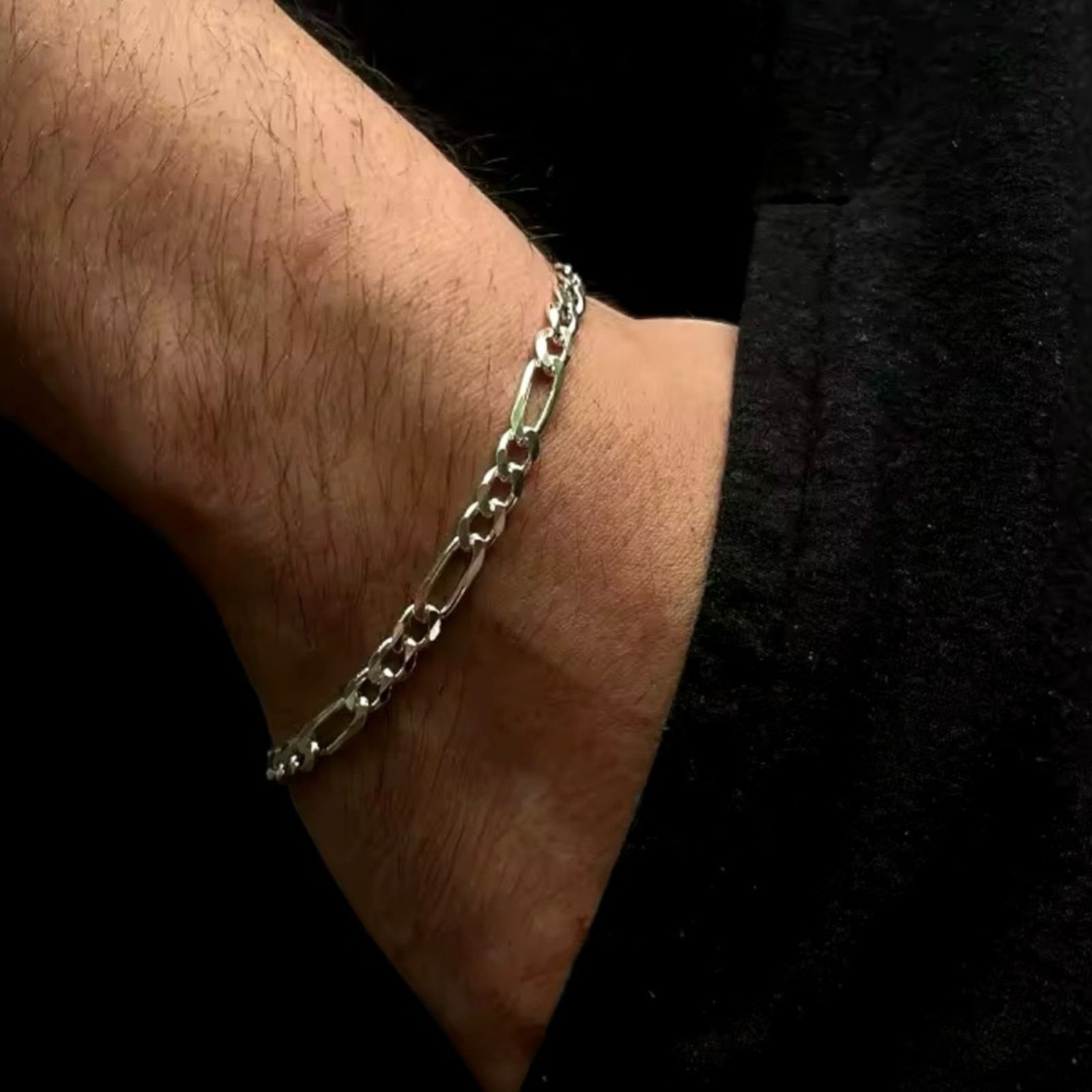 Other Mens 2pcs Bracelets Set Box Chain & Cuban Link Bracelet 8” Size ONE SIZE - 5 Thumbnail