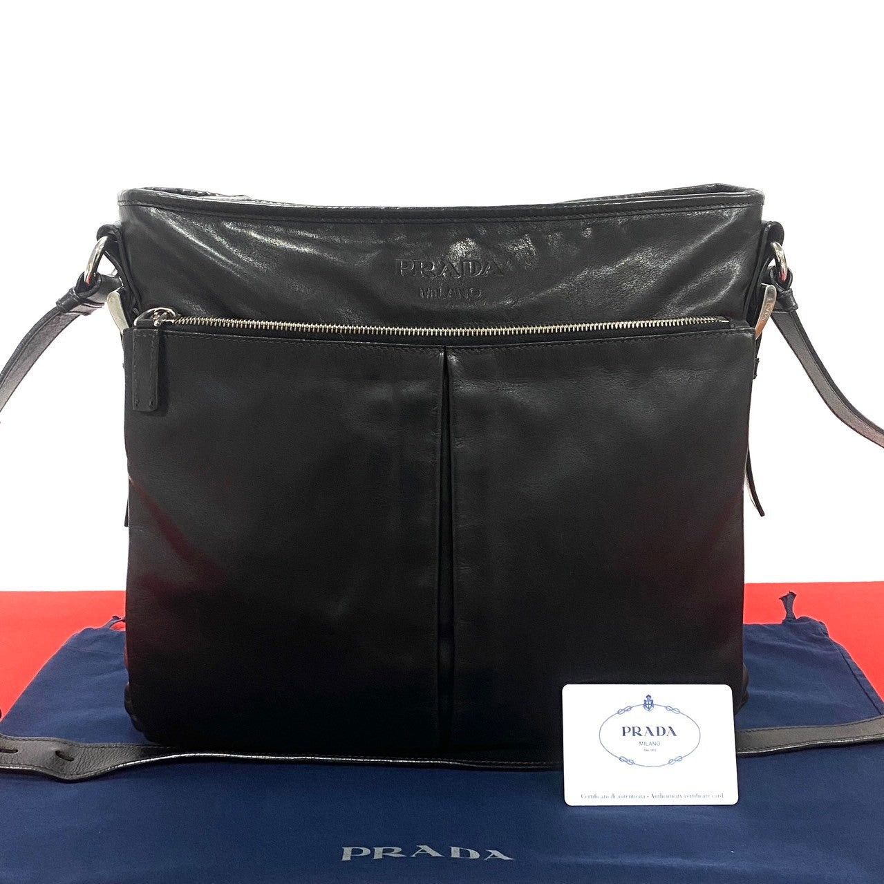 Prada Prada Shoulder Bag Black Leather Size ONE SIZE - 1 Thumbnail